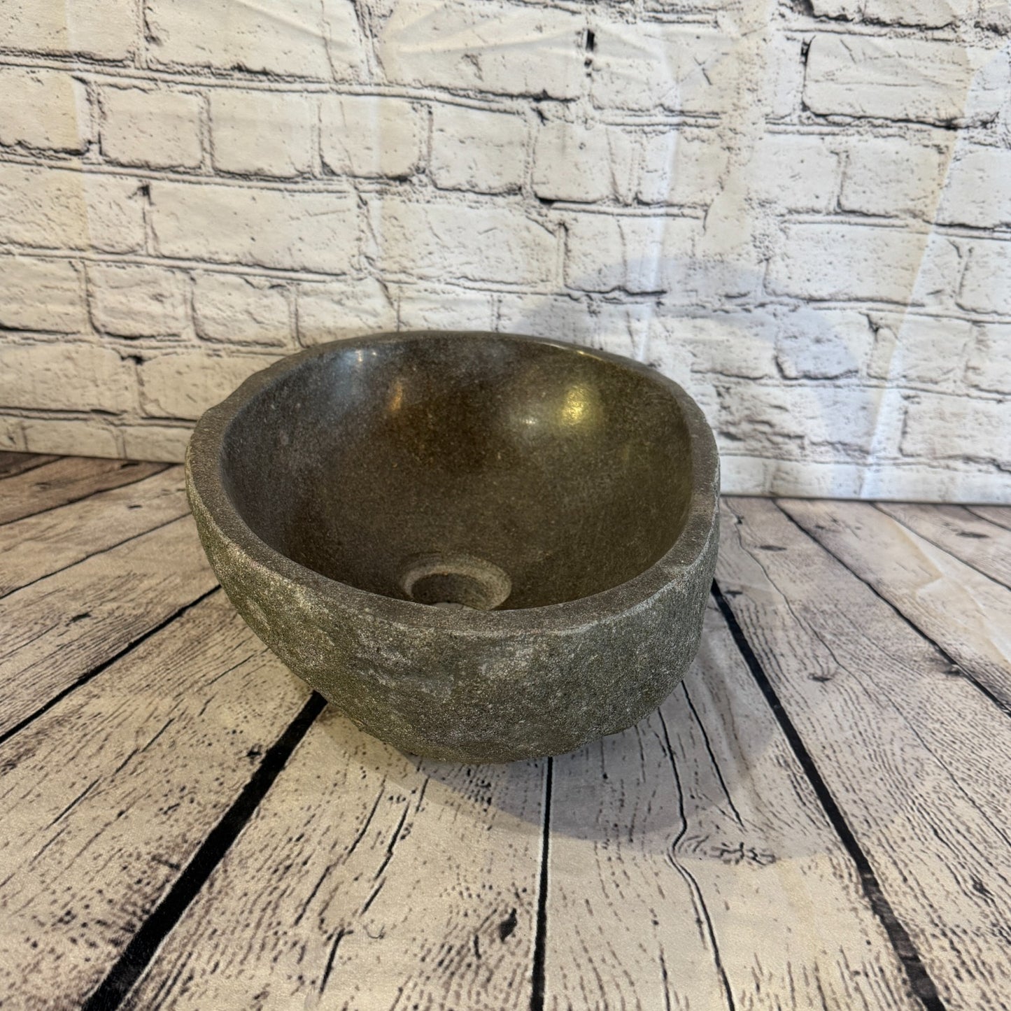 36cm x 26cm Wash Basin Bathroom Counter Top Washing River Stone Bowl Sink No 71