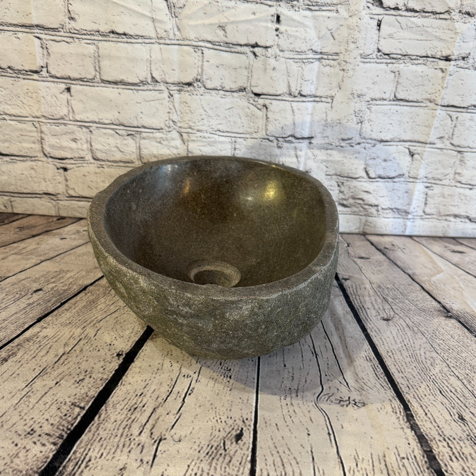 36cm x 26cm Wash Basin Bathroom Counter Top Washing River Stone Bowl Sink No 71