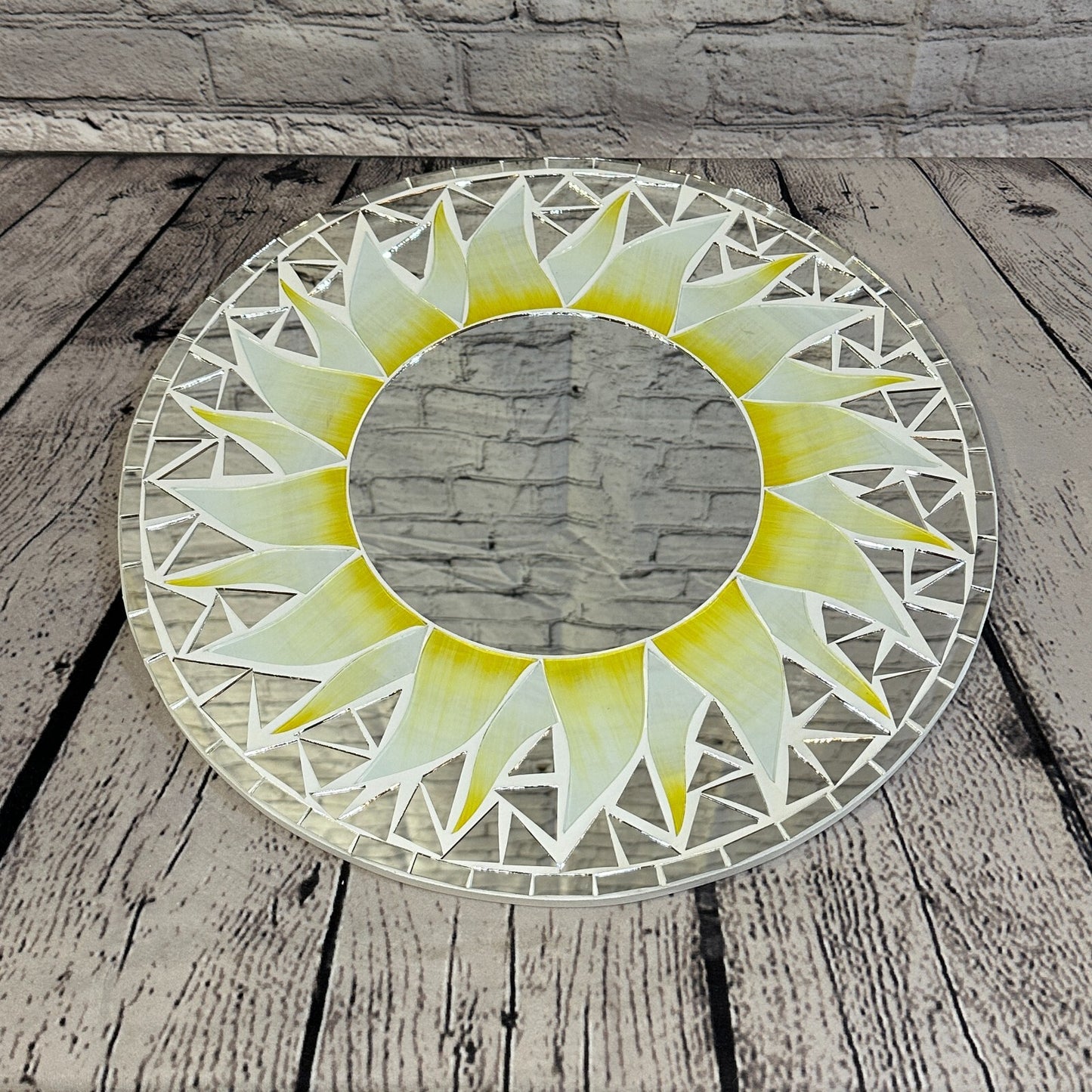 White Sun Flame Mosaic Tile Wall Mirror 40cm x 40cm 16Inches Handmade2