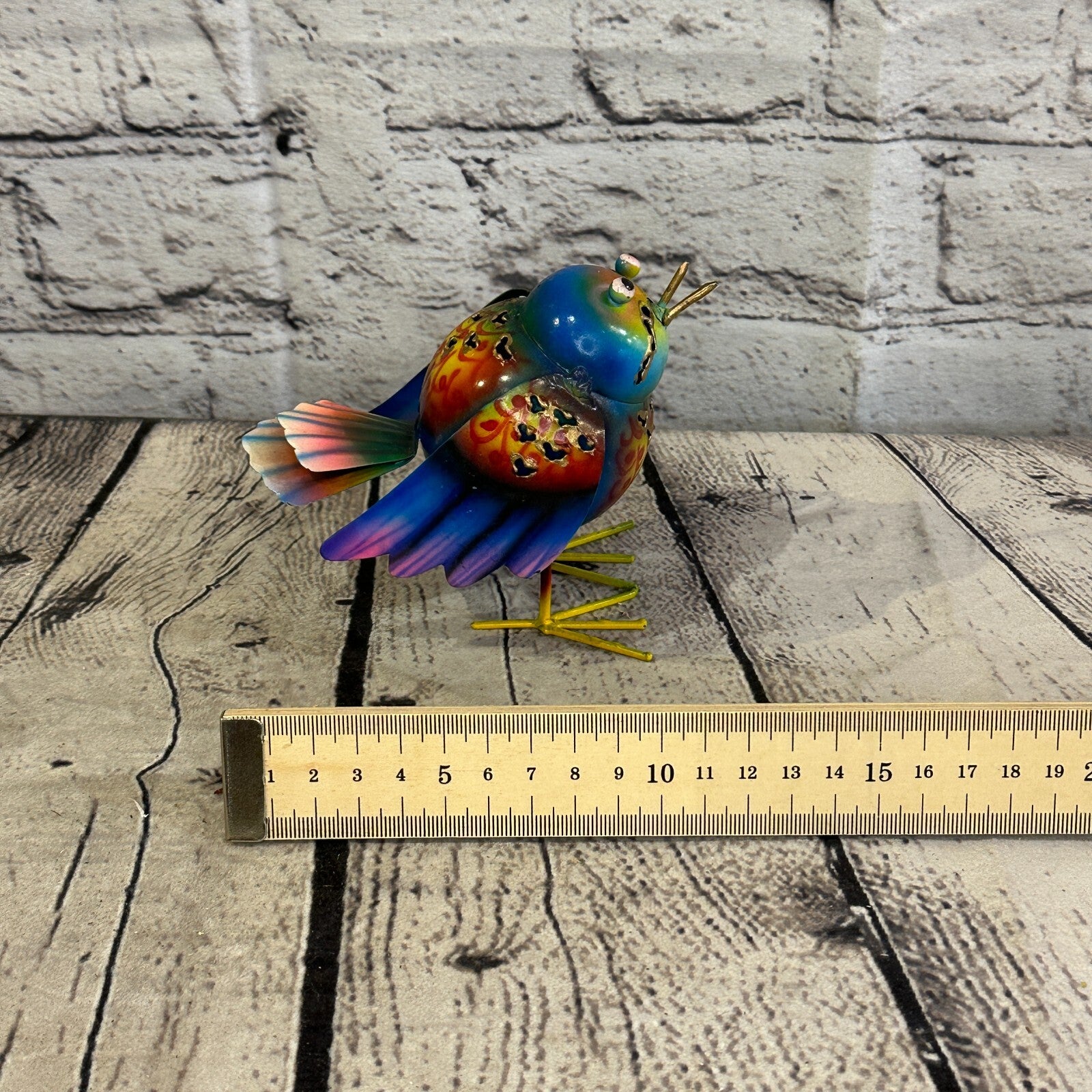10cm x 10cm Bright Blue Bird Metal Tin Wall Hanging Ornament Painted Statue7