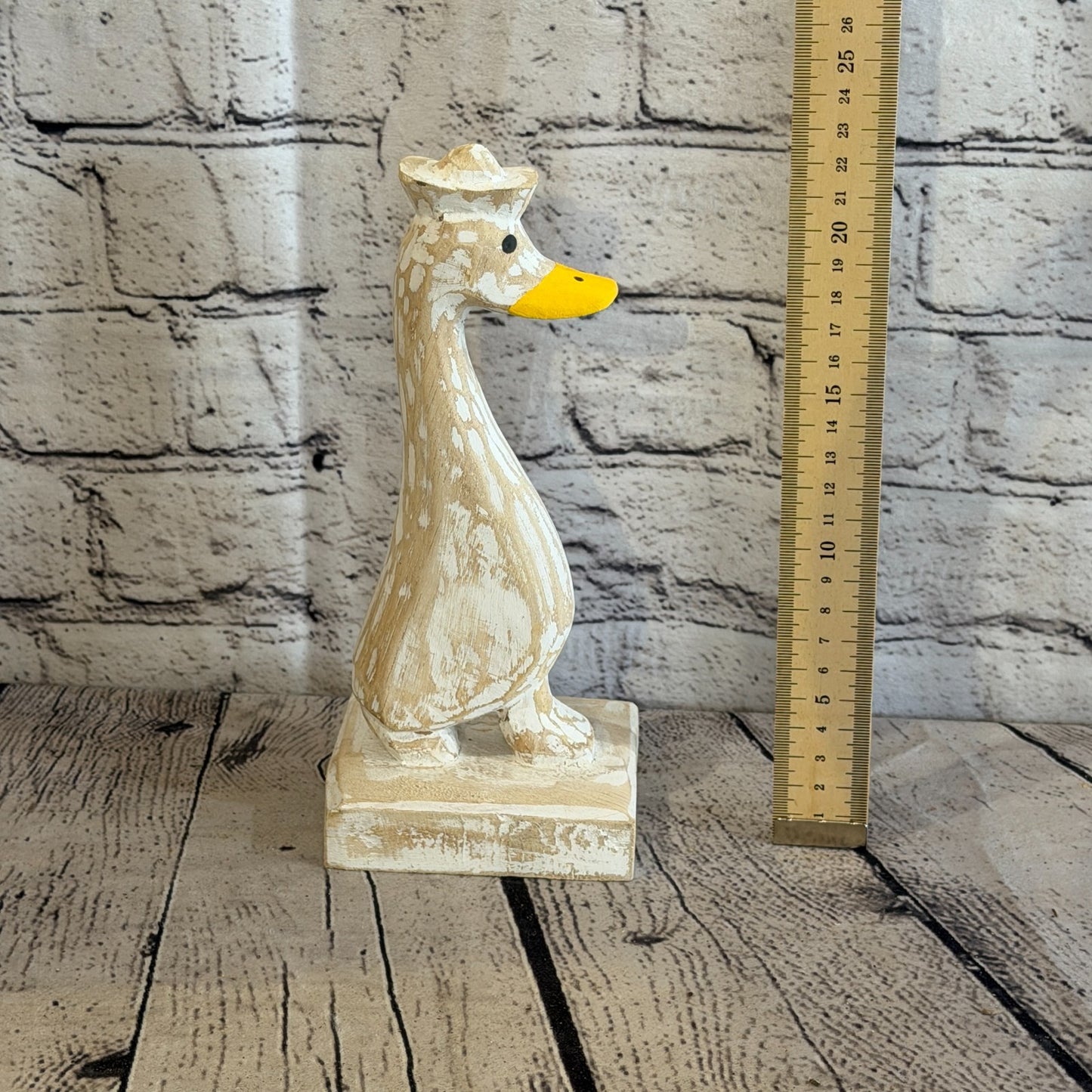 Looking Forward 24cm Tall Wooden White Duckling Baby Duck Shabby Wood Fairtrade5