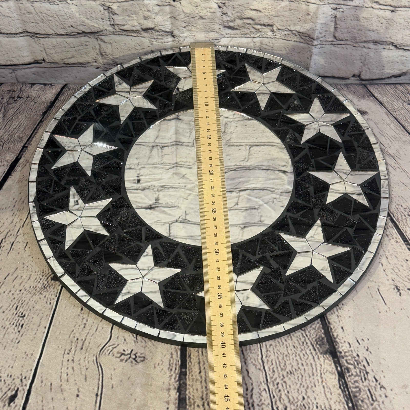 Black Star Black Mosaic Tile Wall Mirror 40cm x 40cm 16 Inches Handmade4