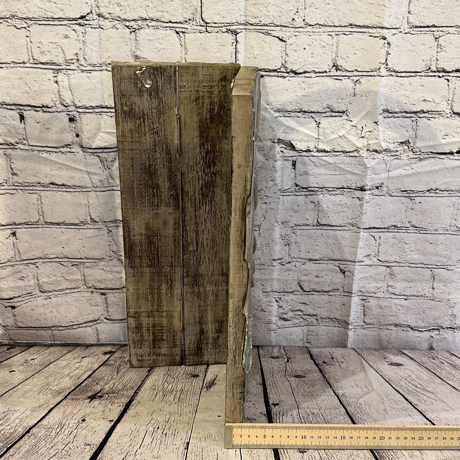 Wooden Wood Panel 45cm Pastel Colour Buddha Lotus Wall Art Plaque Handcarved5