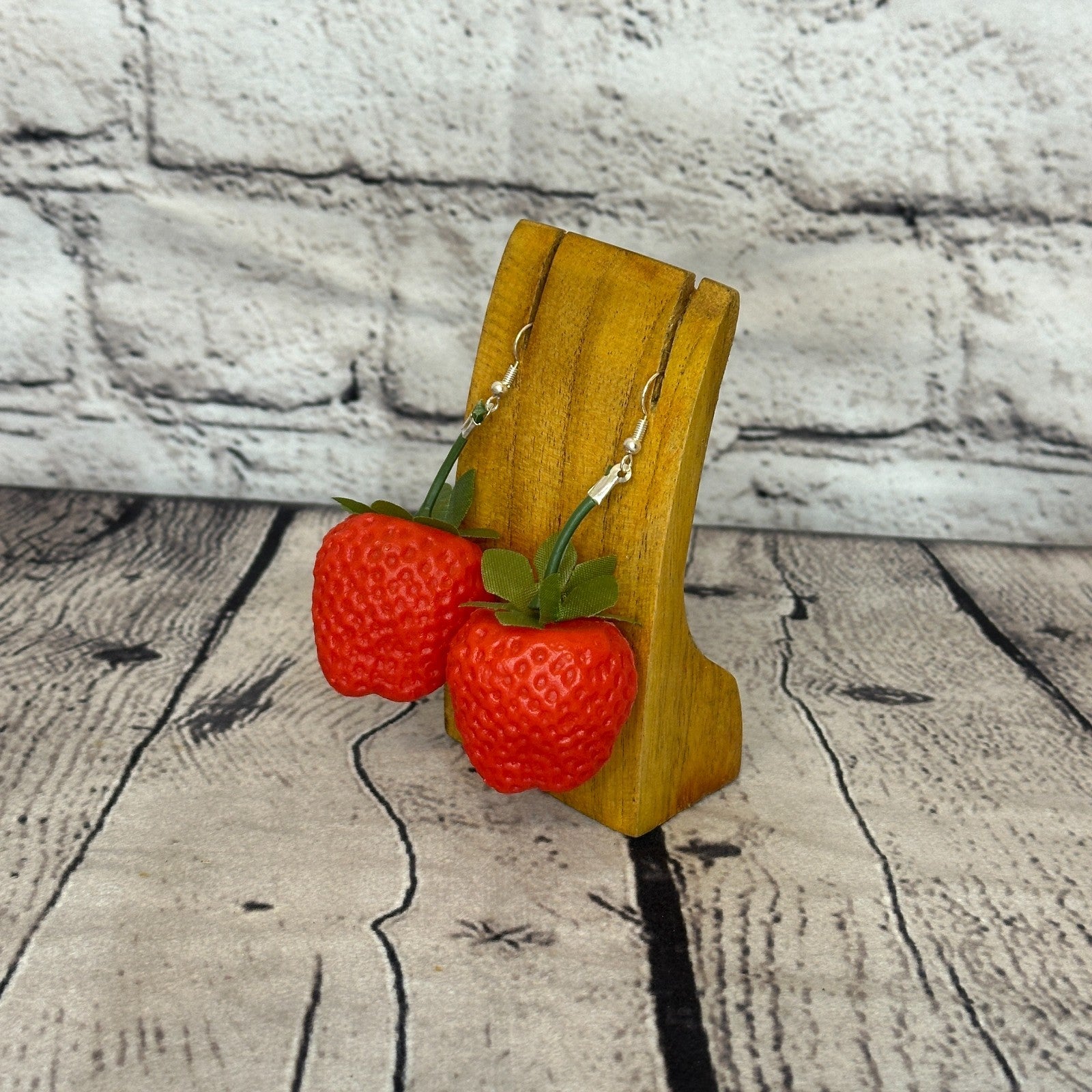 Strawberry Plastic Novelty Party Dangle Drop Earrings Handmade UK Jewellery1