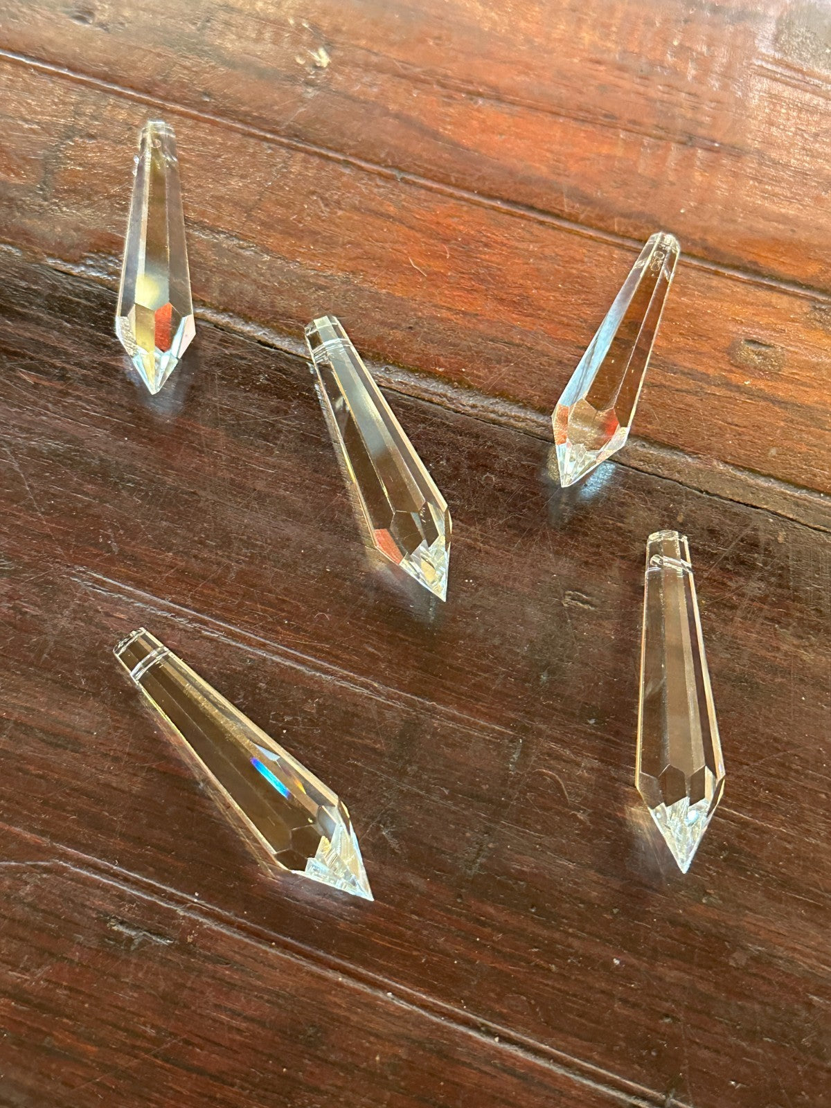 5 Top Hole Crystal Clear Glass Faceted Sun Catcher Cut Drop Pendant 5cm x 1cm0