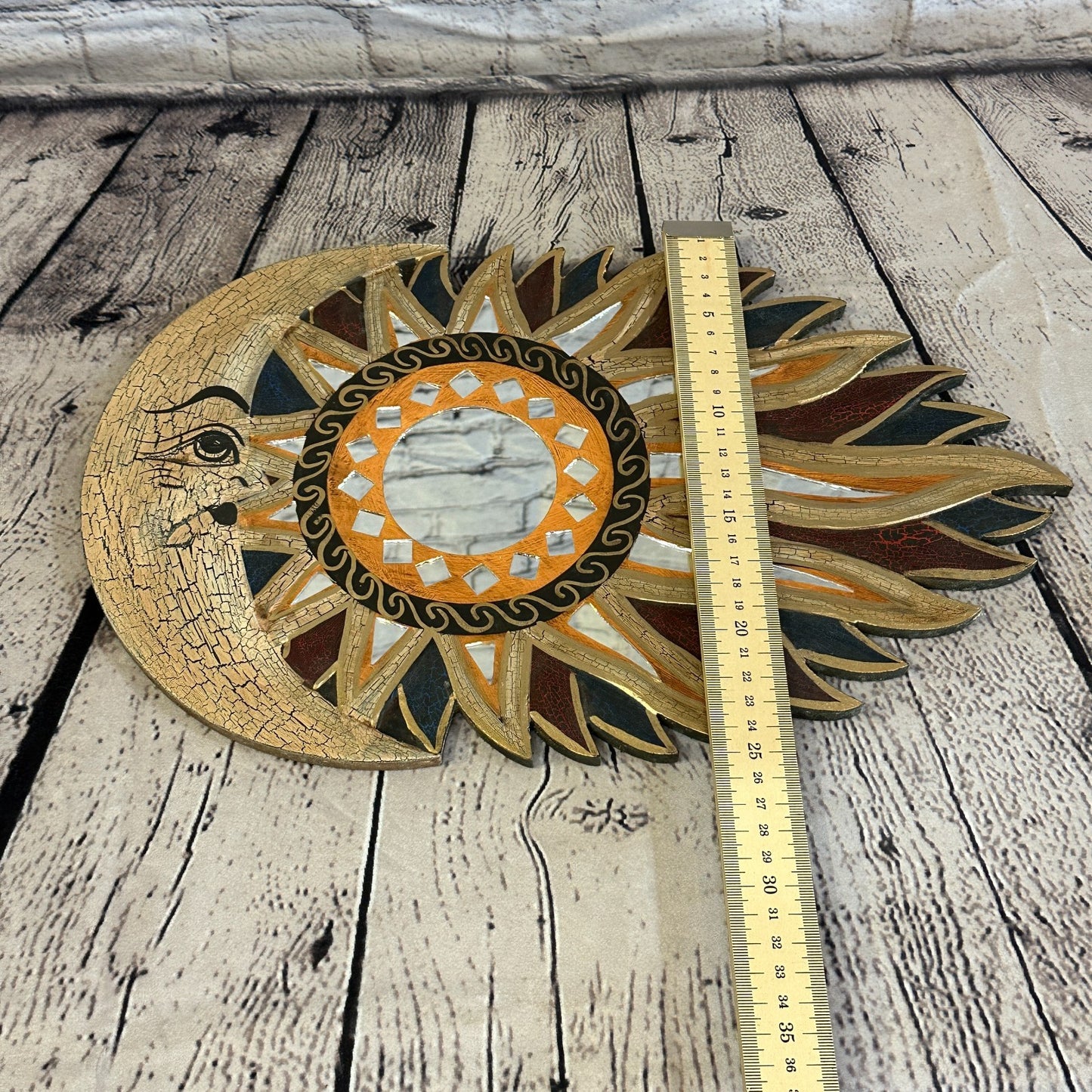 Gold Full Moon Mosaic Tile Wall Mirror 40cm x 25cm 16 Inches Handmade Fairtrade5