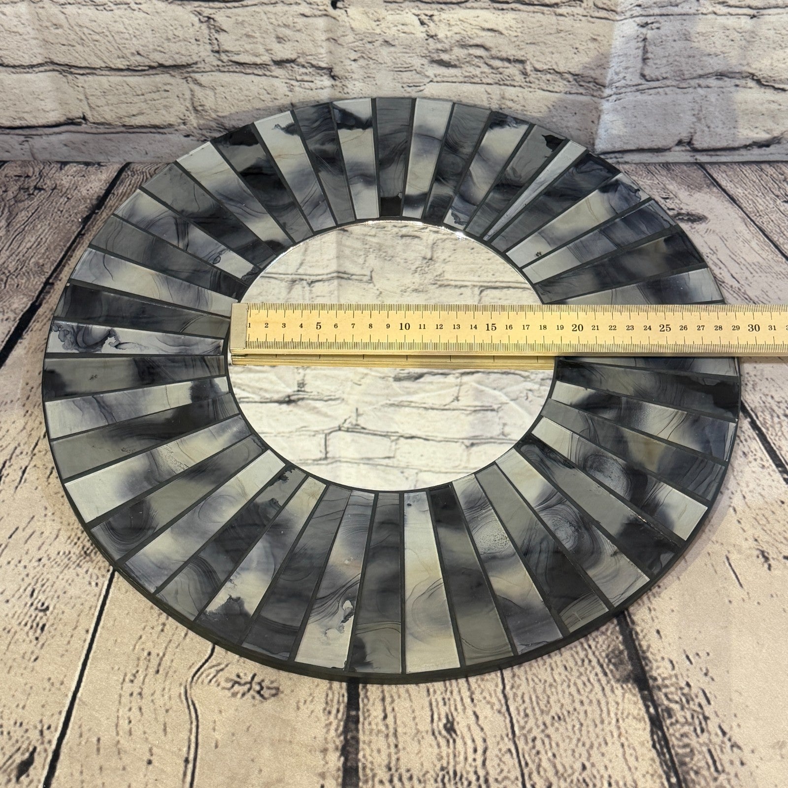 Grey Black Line Black Mosaic Tile Wall Mirror 40cm x 40cm 16 Inches Handmade5