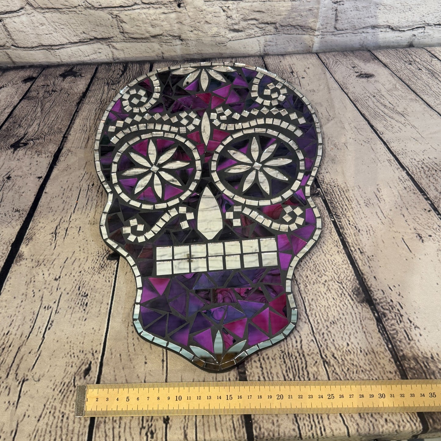 Purple Skull Mosaic Tile Wall Mirror 40cm x 28cm 16 Inches Handmade New4