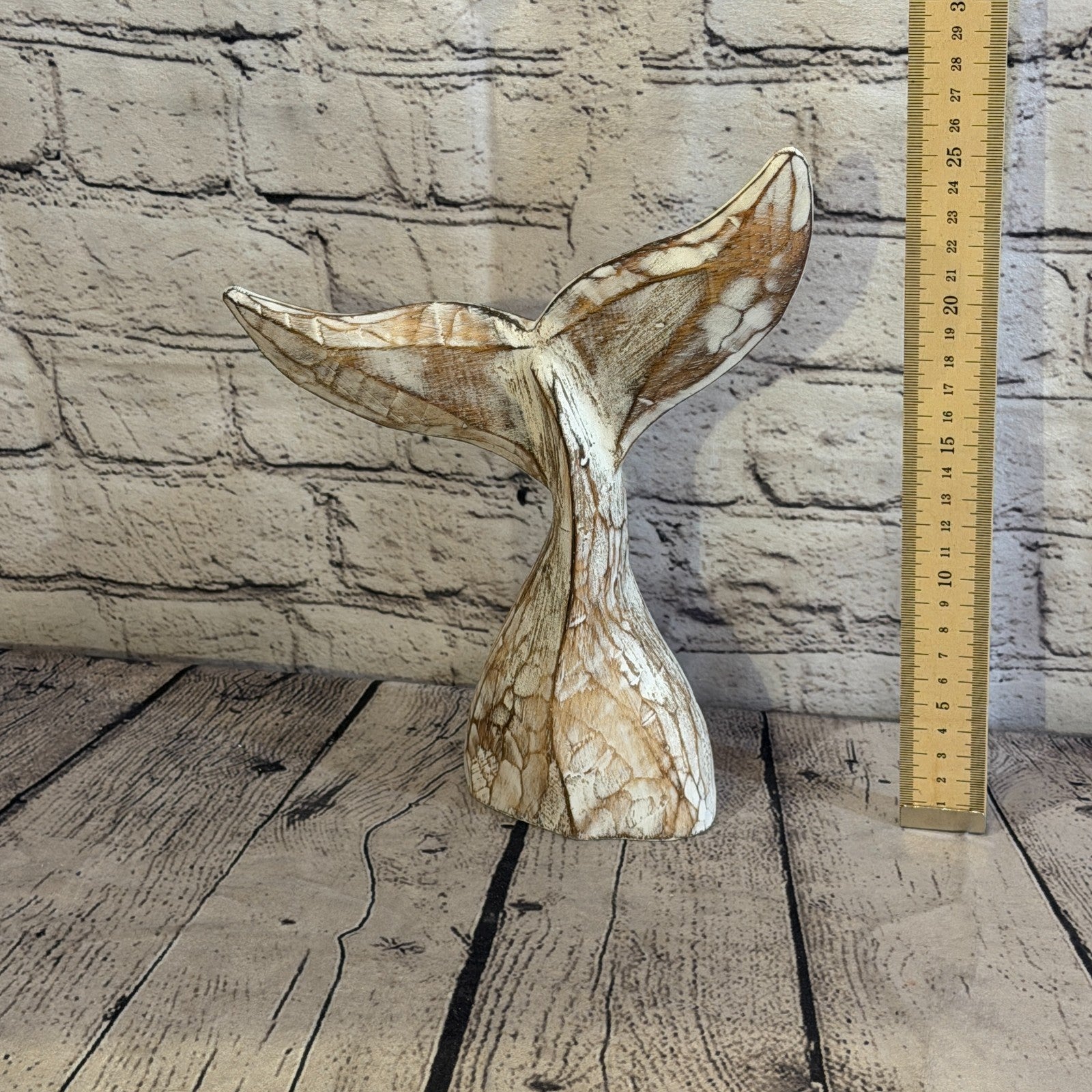 25cm x 25cm Whale Tail Brown Fish Wood Coastal Ocean Bathroom Decoration5