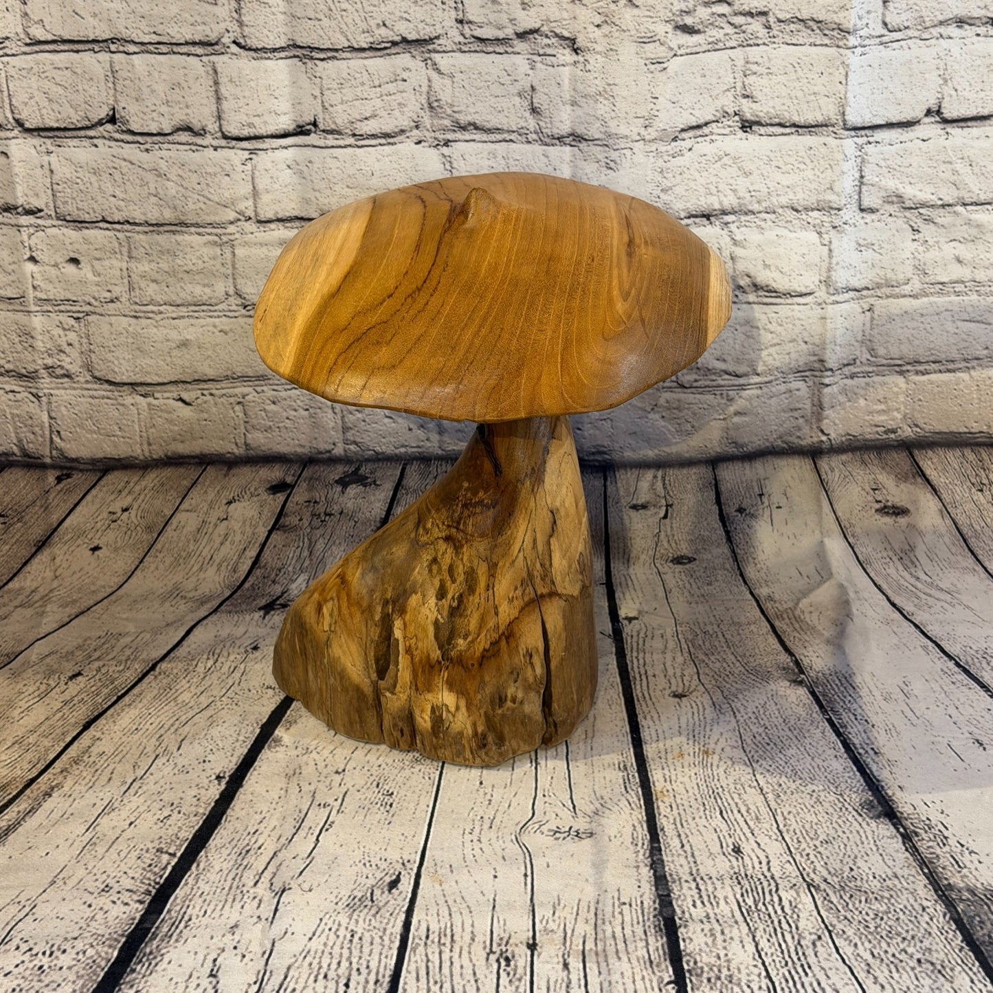 35cm x 25cm Dome Wooden Mushroom Toadstool Sculpture Garden Teak Root Ornament1