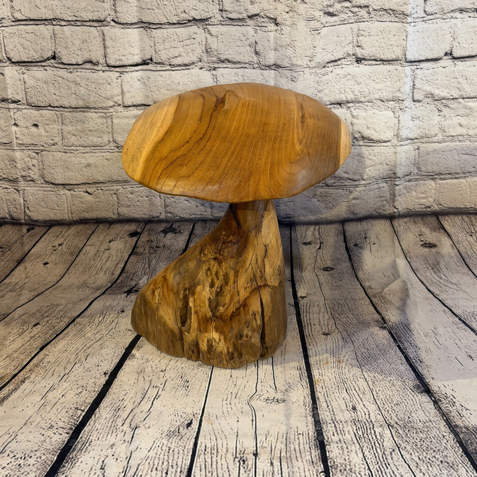 35cm x 25cm Dome Wooden Mushroom Toadstool Sculpture Garden Teak Root Ornament1