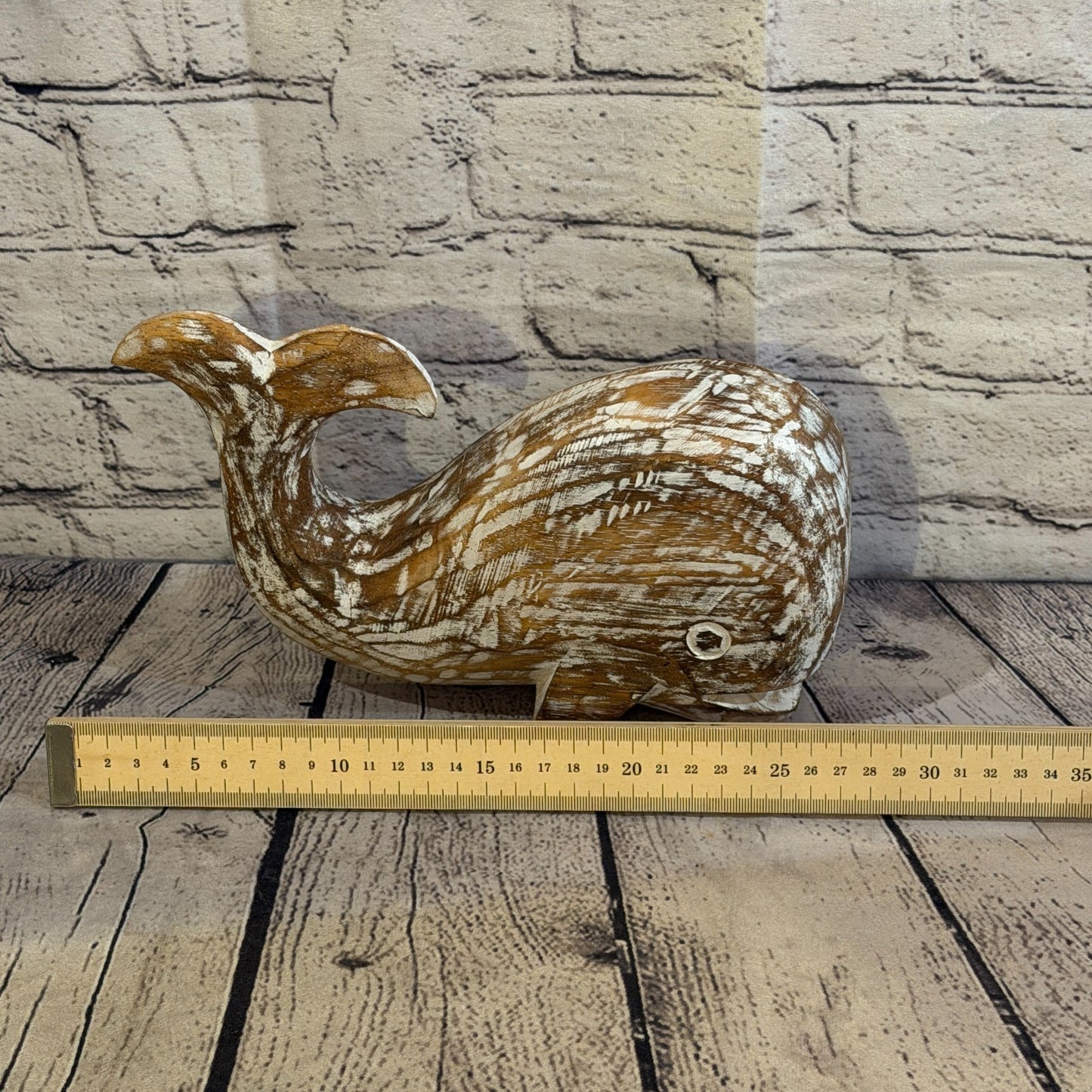 25cm x 12cm Whale Brown Fish Wood Coastal Ocean Bathroom Decoration6