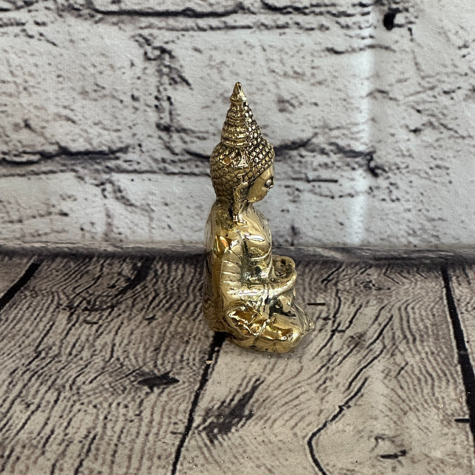 9cm x 5cm Sitting Thai Bronze Buddha Blessing Statue Figure Table Decoration Art3