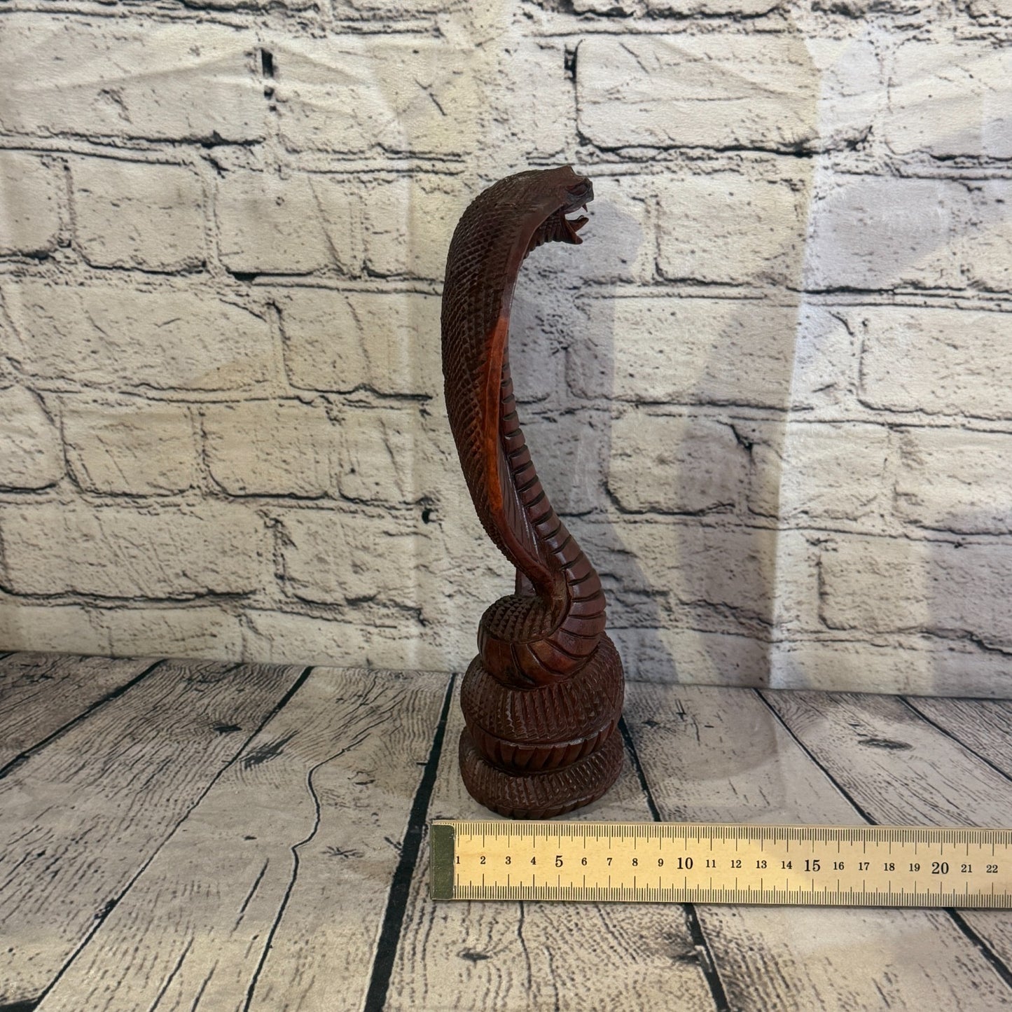 28cm x 15cm Wooden Cobra Exquisite Detailing Snake Ornament Hand Carved7