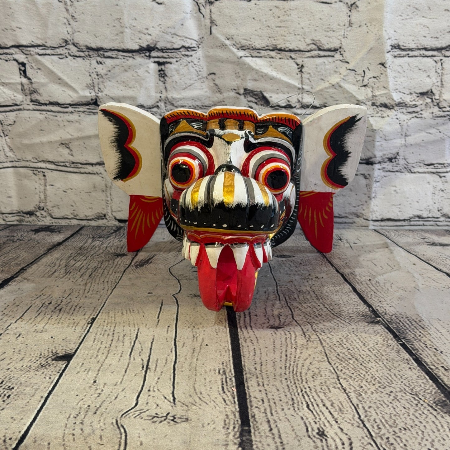 20cm Naga Basukih White Dragon Hindu Deity Wooden Hand Carved Mask Painted3