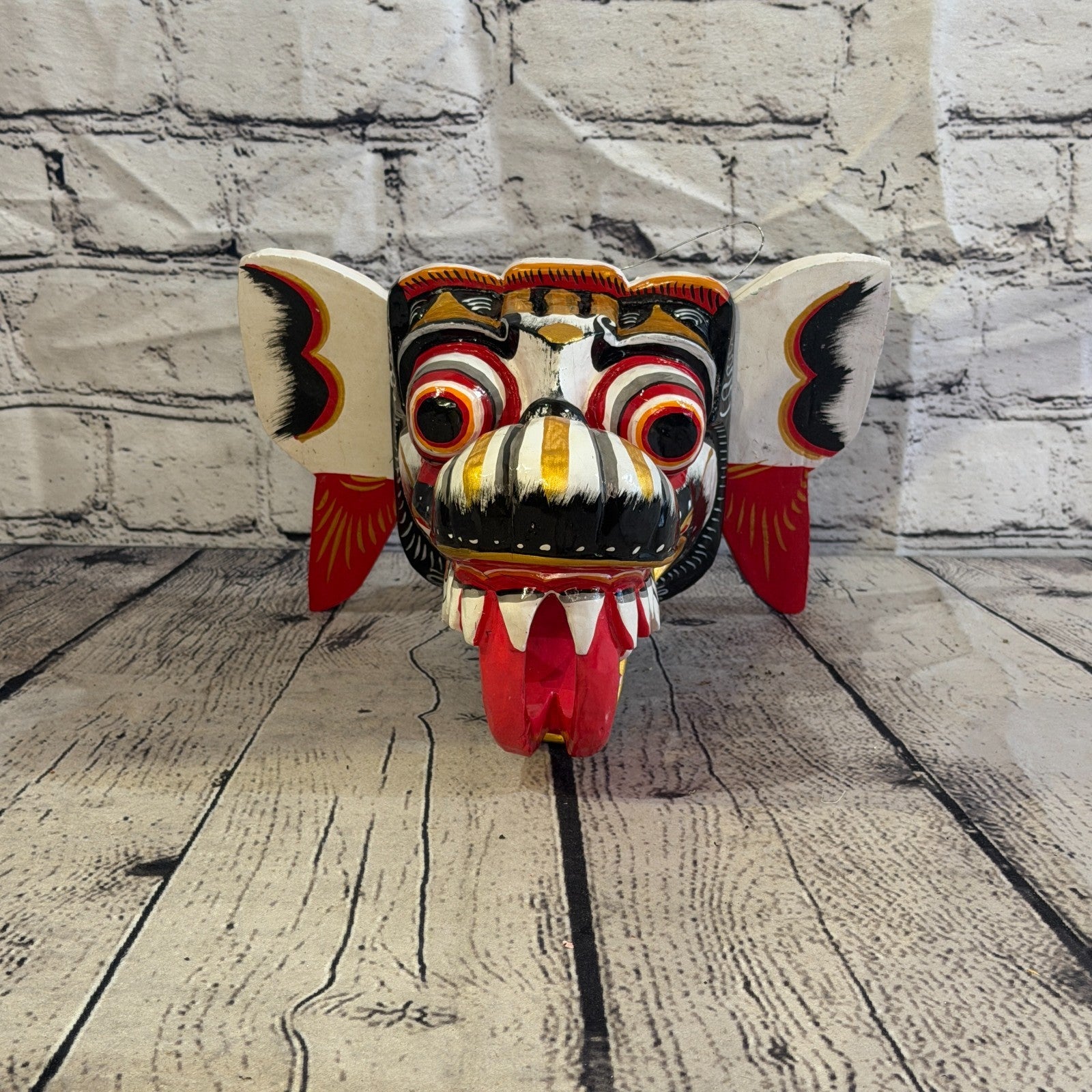 20cm Naga Basukih White Dragon Hindu Deity Wooden Hand Carved Mask Painted3