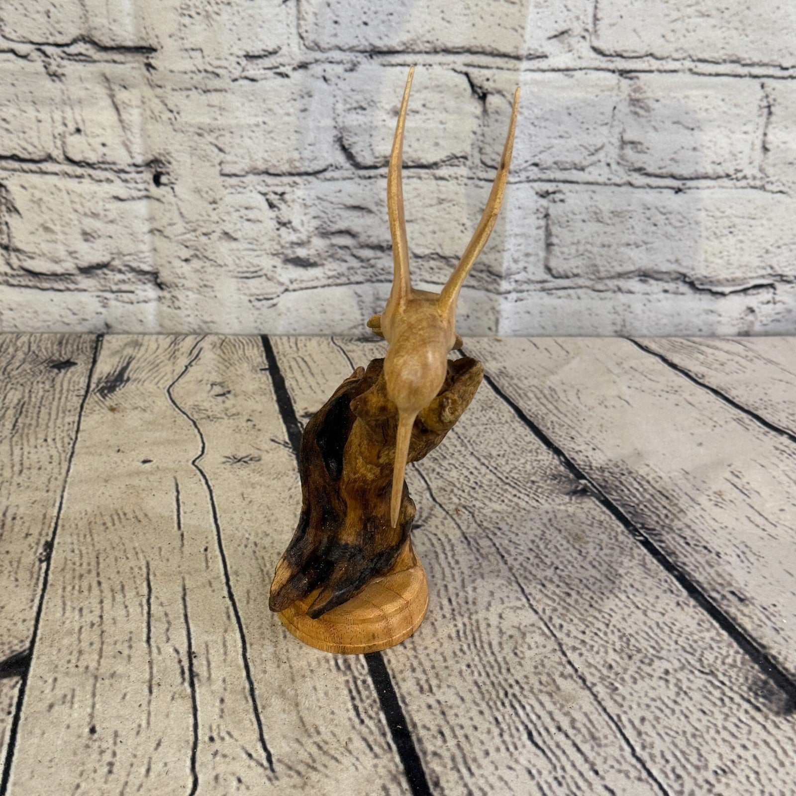 20cm Single Humming Bird Mushroom Parasite Ornament Natural Carving Wooden1
