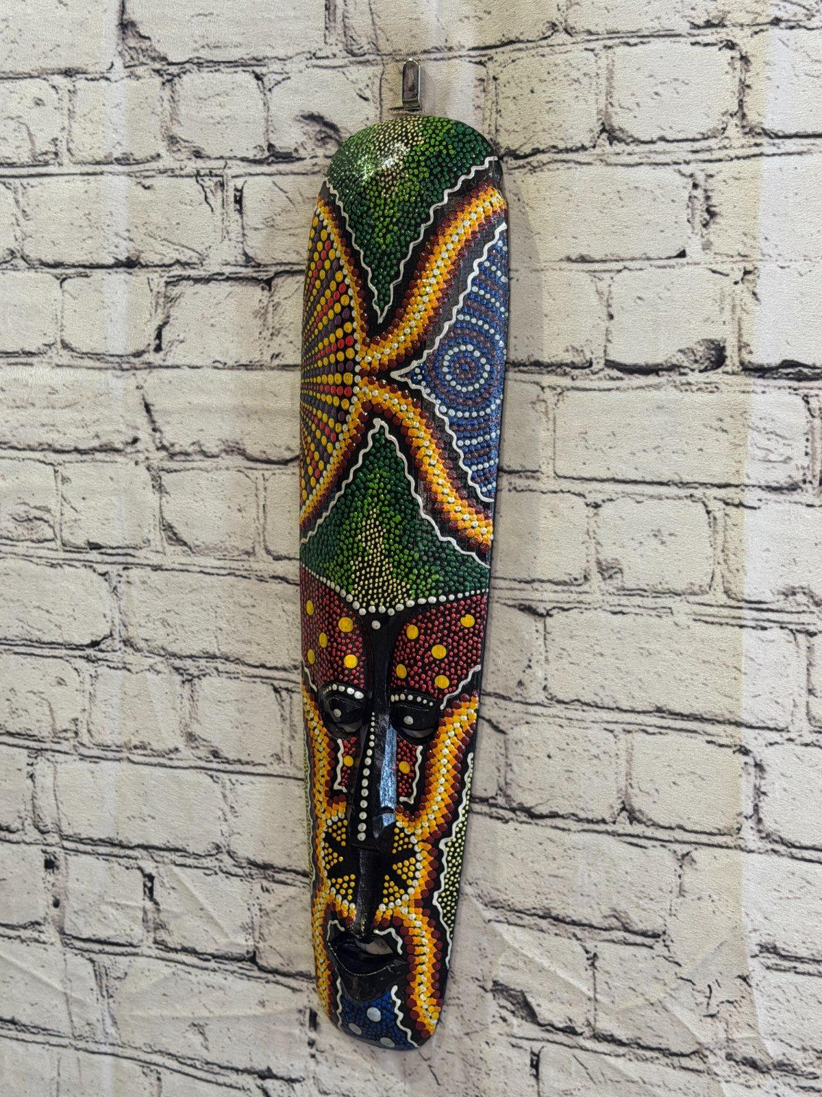 50cm Mask Carved Wooden Dot Painted Ethnic Tribal Tiki Wall Art No 9 New1