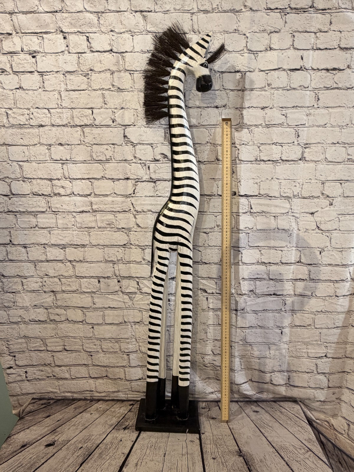 120cm Painted Wooden Zebra Standing Single Carved Solid Wood Zebra Handmade5
