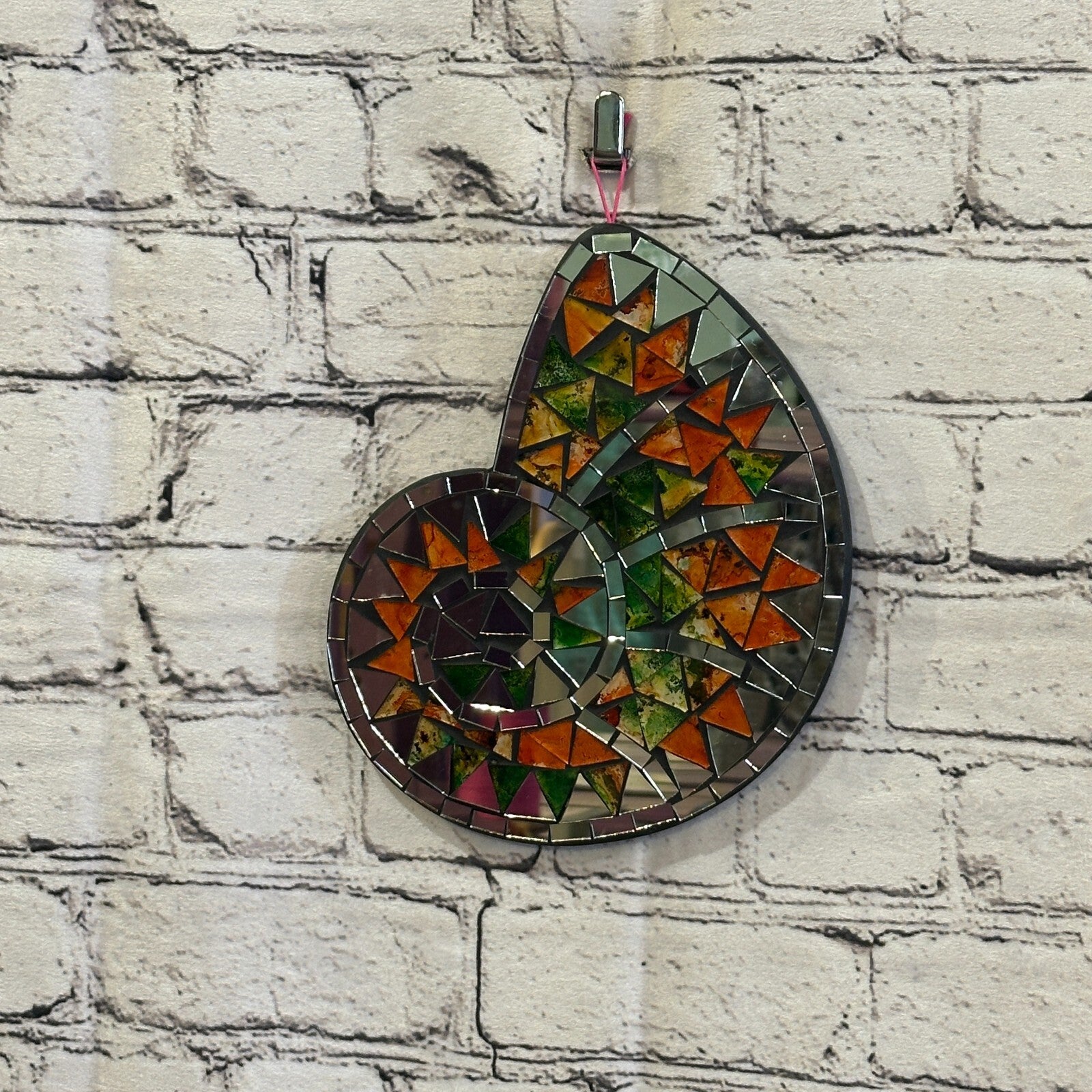 Orange Green Nautilus Shell Mosaic Tile Wall Mirror 20cm x 15cm Handmade New2