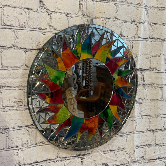 Rainbow Black Sun Flame Mosaic Tile Wall Mirror 40cm x 40cm 16 Inches Handmade0