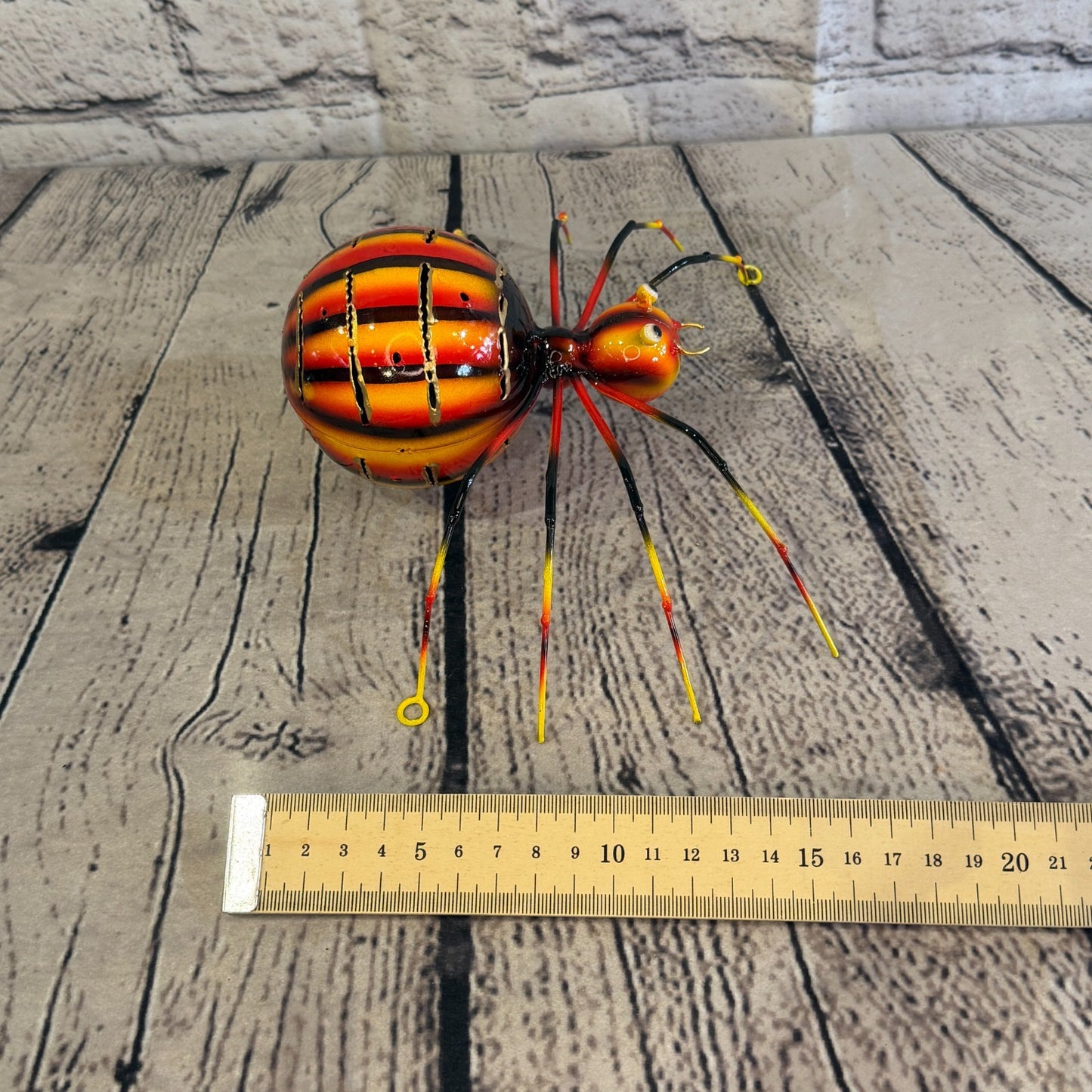 20cm x 15cm Small Colourful Orange Spider Metal Tin Standing Ornament Statue7