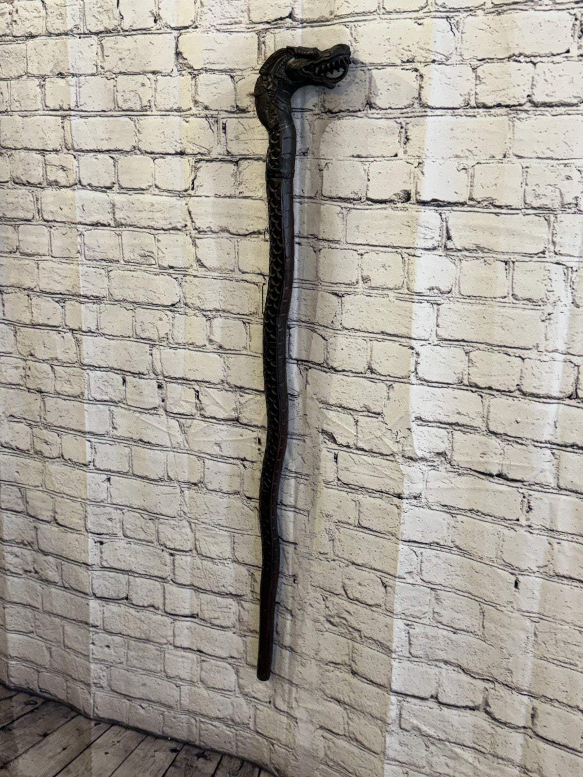 Dragon Head 90cm Tribal African Walking Stick Cane Hand Carved Dark Wood2