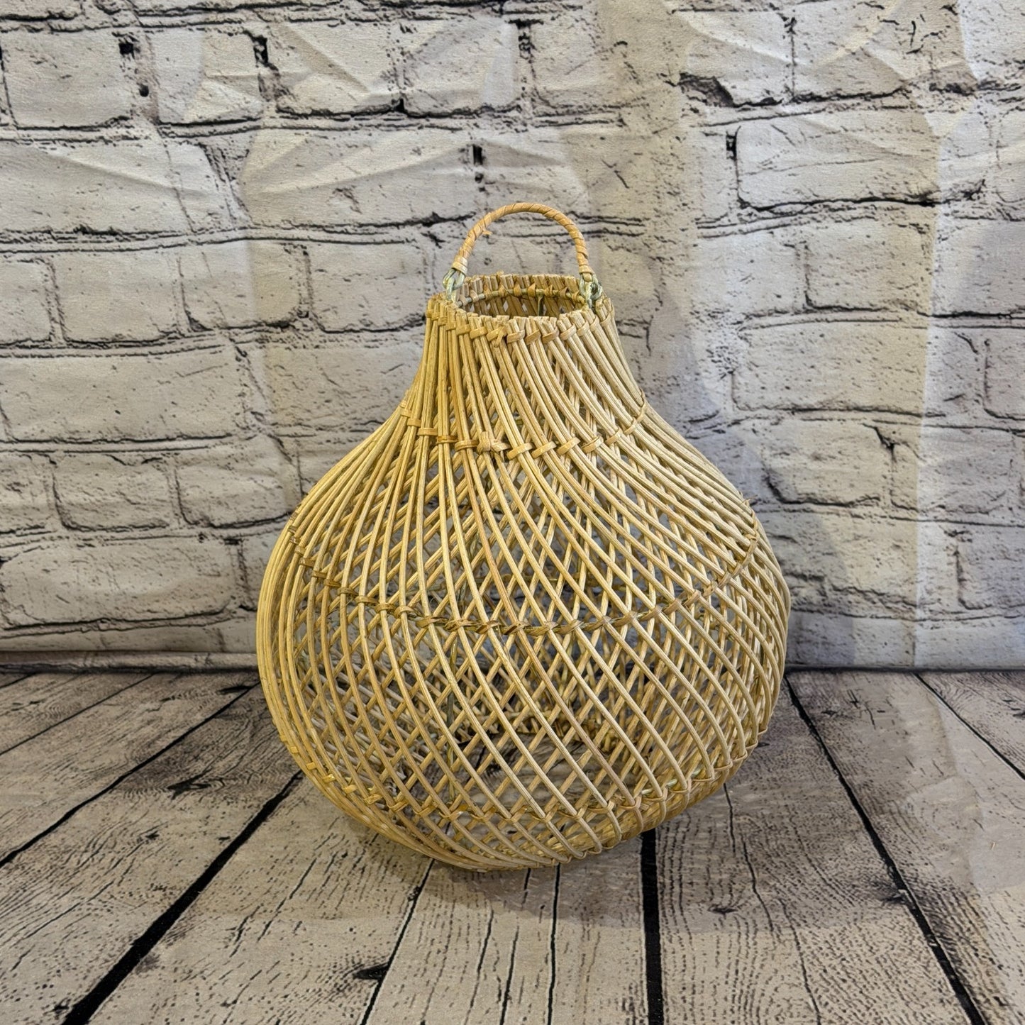 30cm x 25cm Natural Wicker Rattan Ceiling Pendant Light Shade Lampshade LED Bulb3