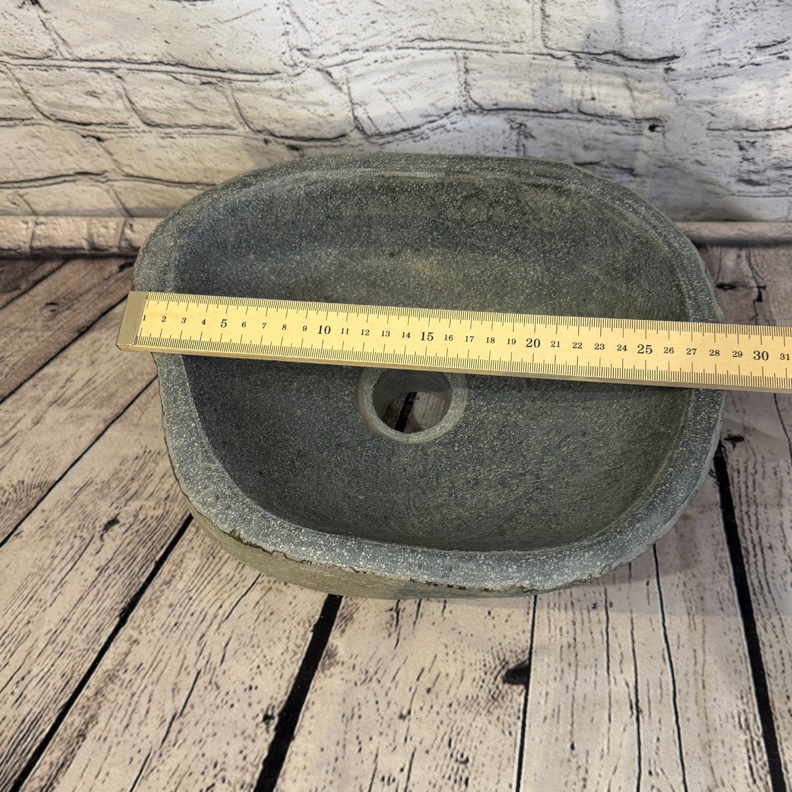 29cm x 23cm Wash Basin Bathroom Counter Top Washing River Stone Bowl Sink No 217