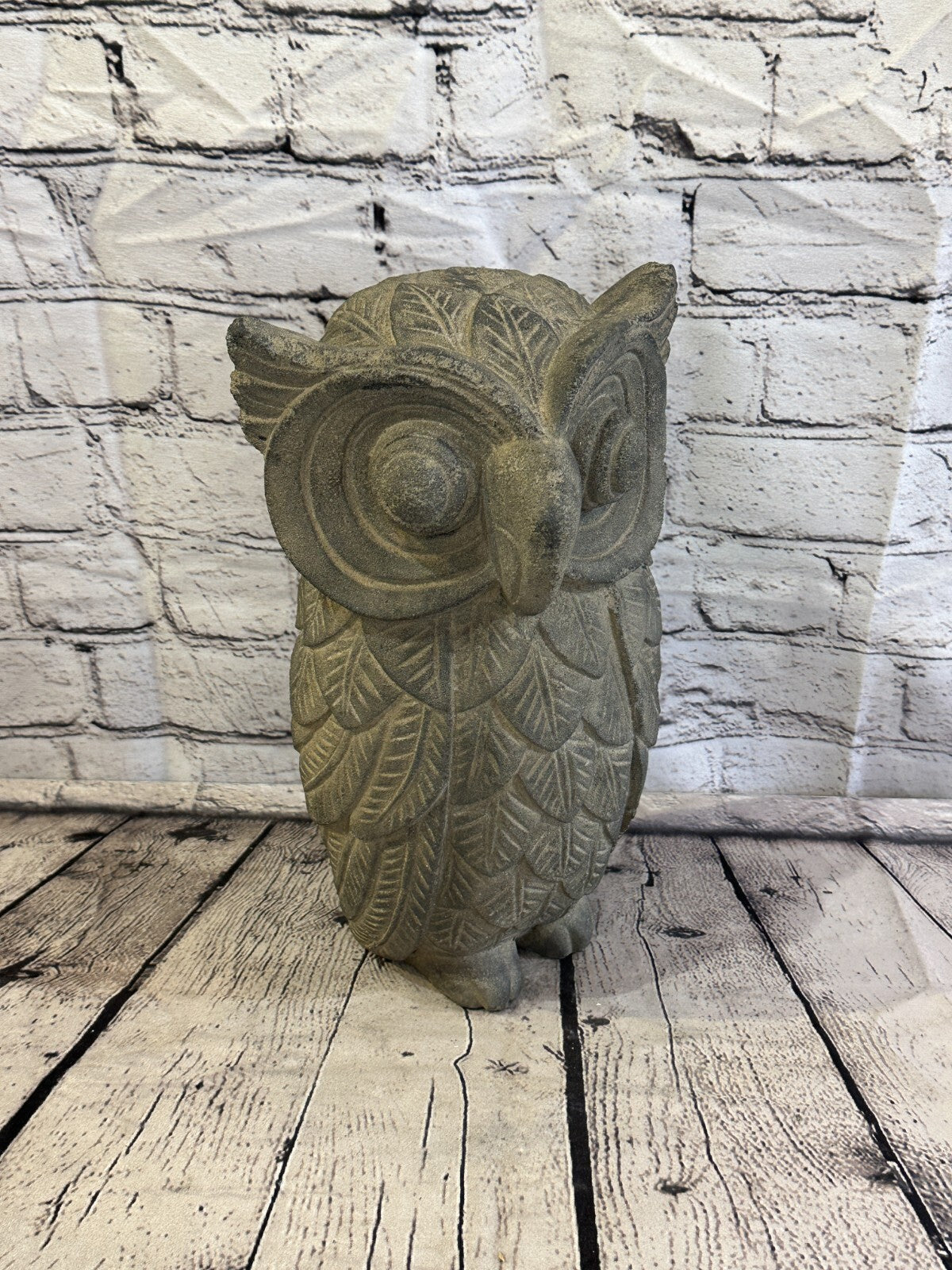 Barn Owl Stone Garden 30cm x 18cm Ornament Outdoor Indoor Statue Hindu3