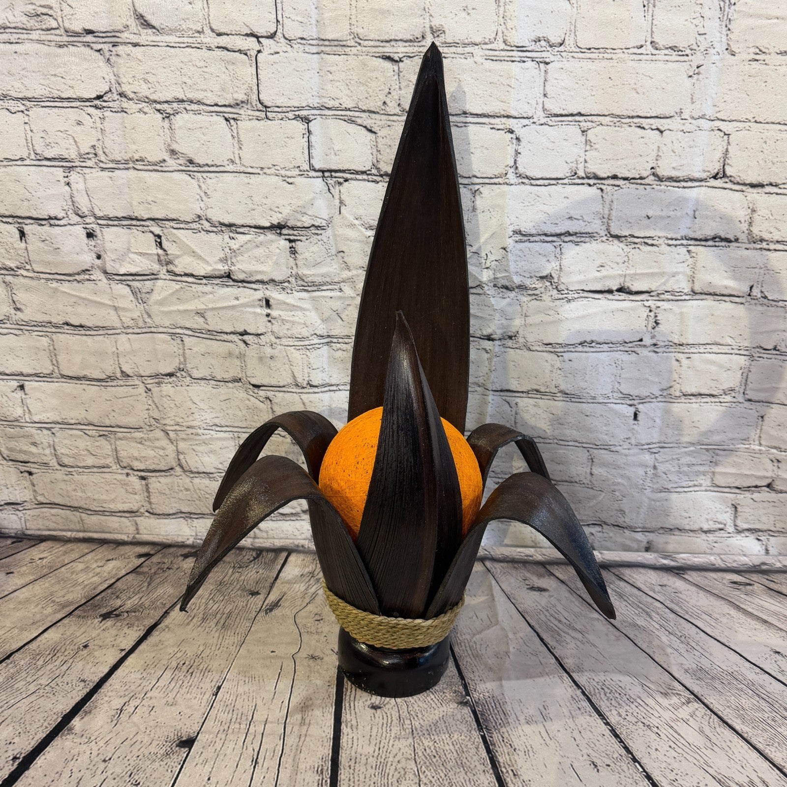Orange Light Brown Natural 55cm Tall Leaf Lamp Twist LED UK Mains Plug Design 11