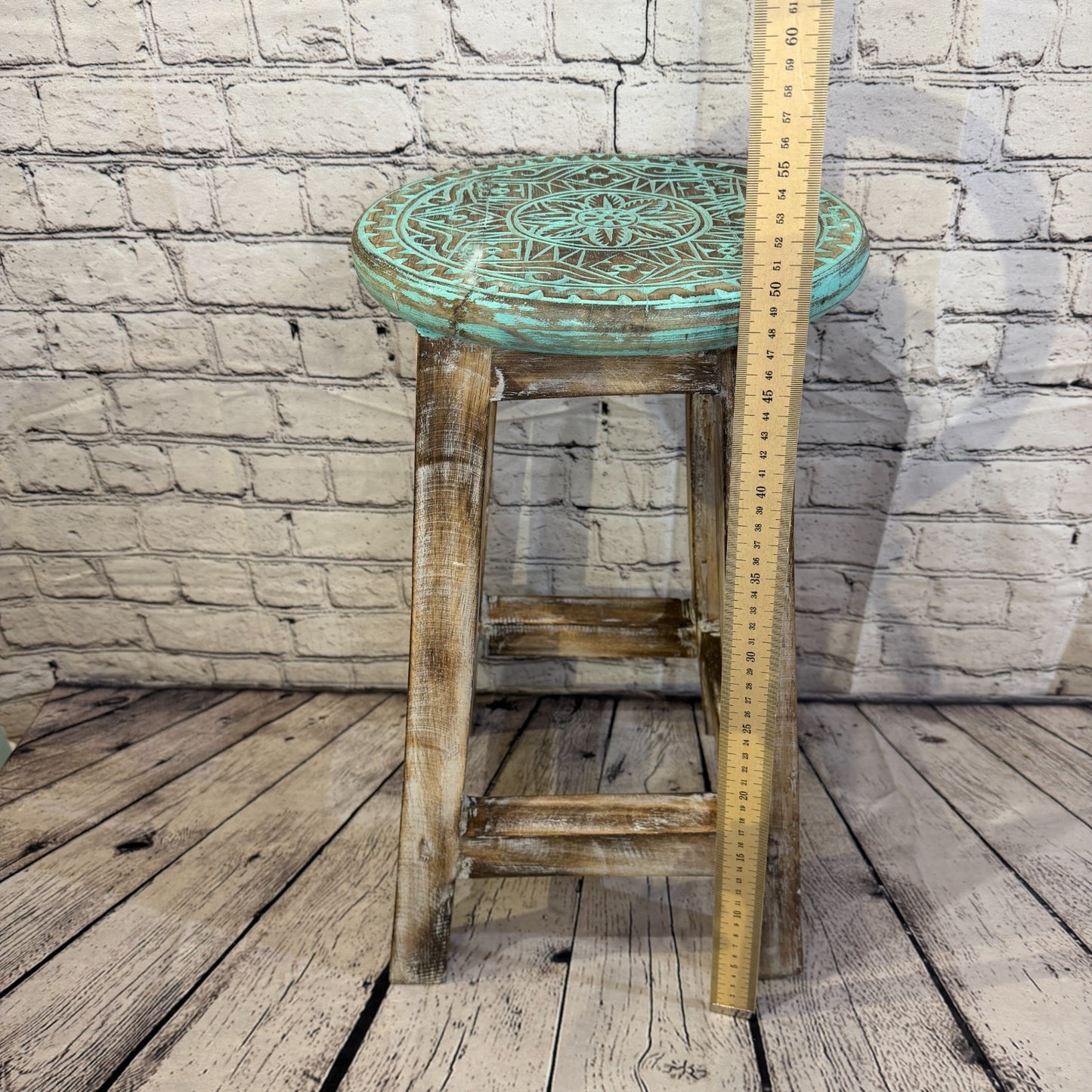 50cm x 30cm Green Stool Table Wooden Side Cabinet Living Hallway Furniture3