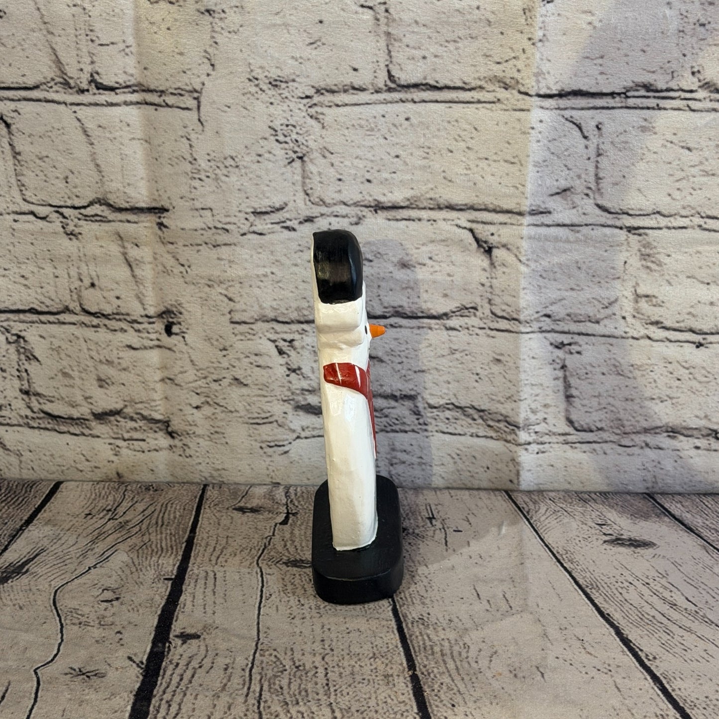 18cm x 10cm Black Flat Top Hat Snowman Handcrafted Wood Xmas Christmas Ornament3
