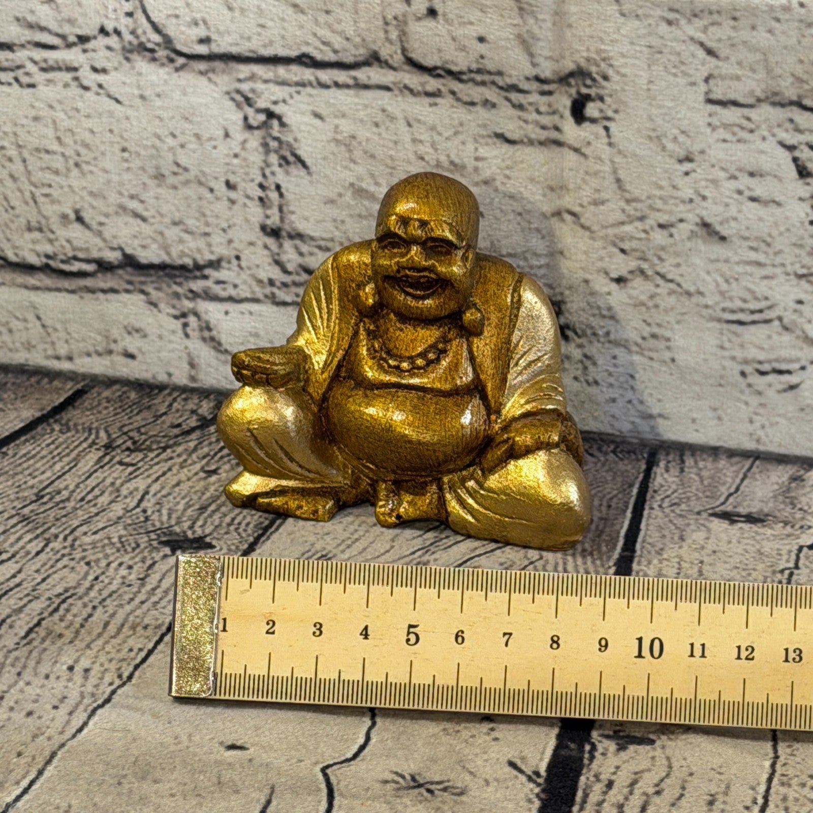 Bronze & Bronze 10cm x 10cm Small Chinese Buddha Sitting On Lotus Statue Resin6