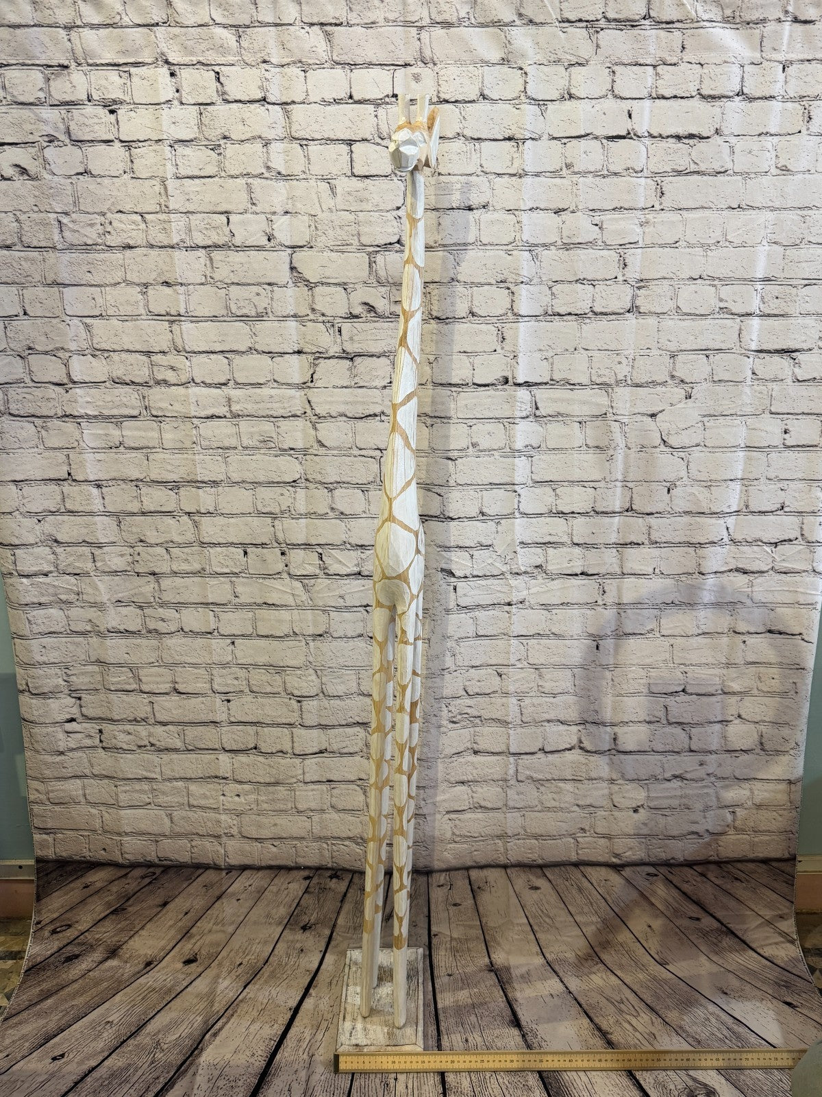 150cm White Dot Wooden Giraffe Standing Single Carve Solid Wood Giraffe Handmade7
