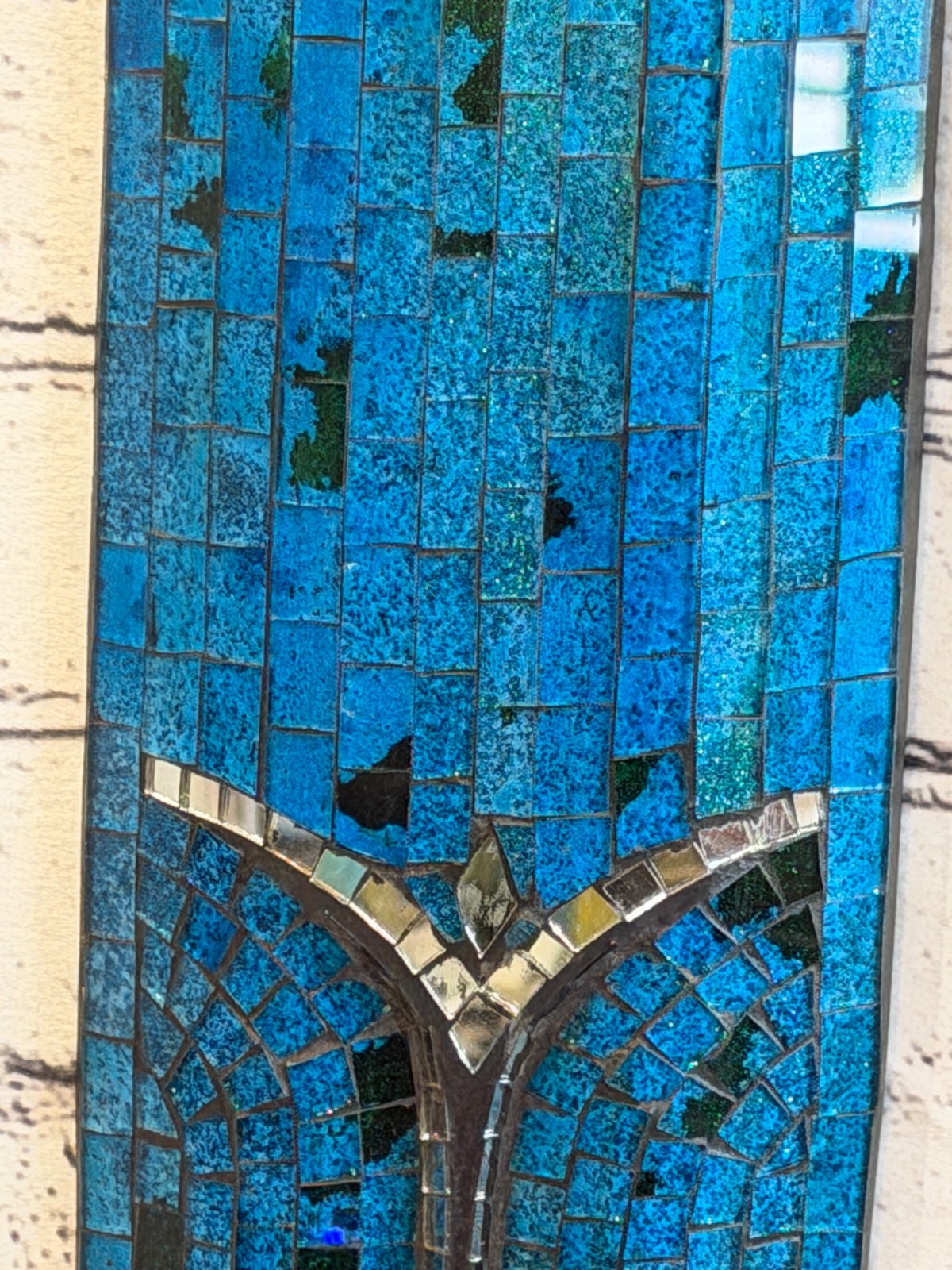 50cm Mask Sparking Blue Mosaic Wall Hanging Wooden Ornaments Wood Carving5