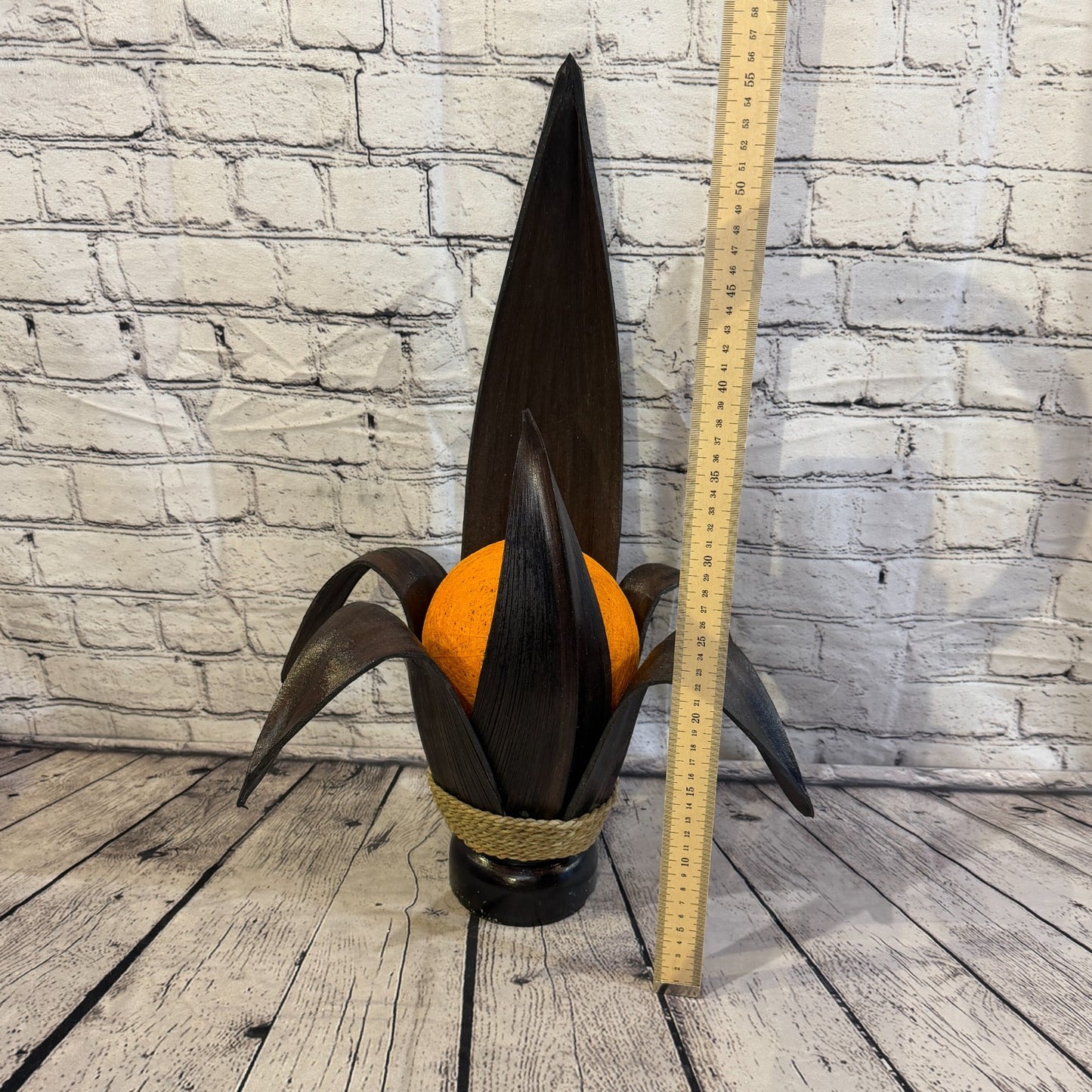 Orange Light Brown Natural 55cm Tall Leaf Lamp Twist LED UK Mains Plug Design 15