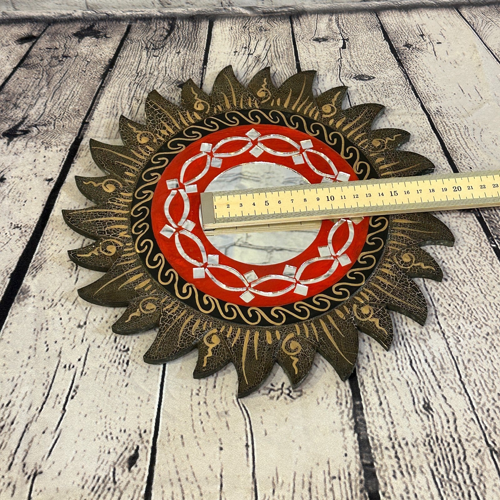 Gold Rope Sun Mosaic Tile Wall Mirror 30cm x 30cm 12 Inches Handmade Fairtrade6