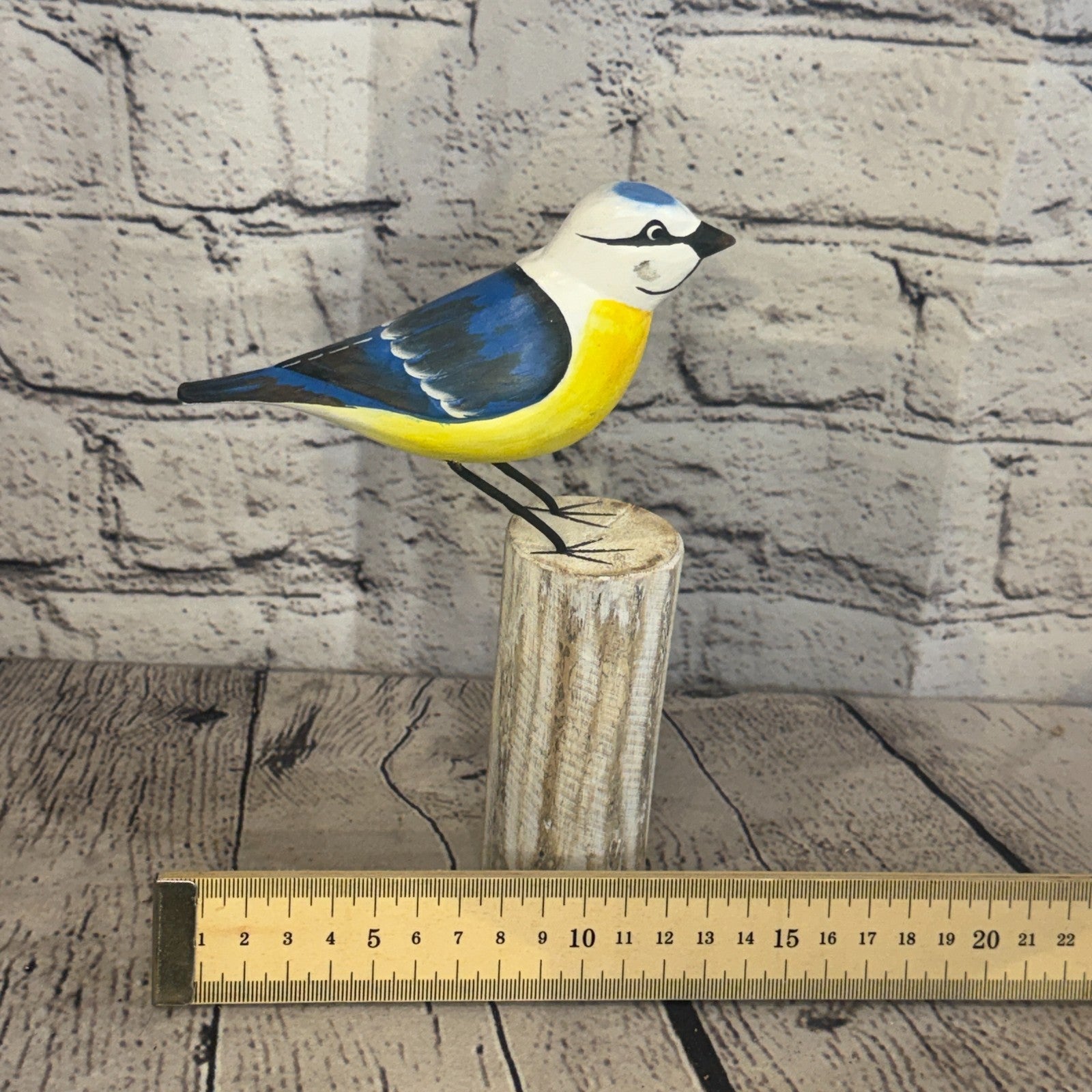 20cm Blue Tit Wooden Bird Ornament Seaside Coastal Nautical Handcrafted Decor7
