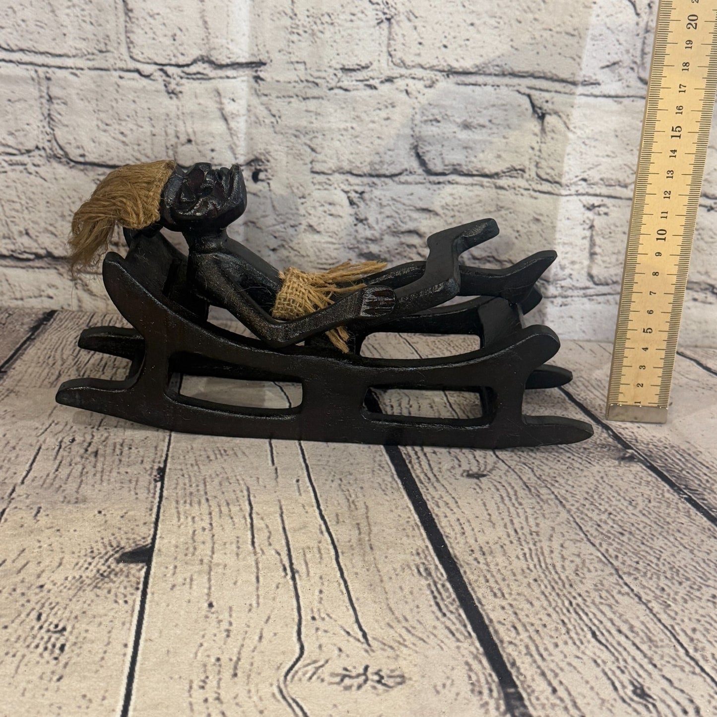 25cm Long Sun Lounger African Tribal Warrior Man Figure Statue Wood Hand Carved5