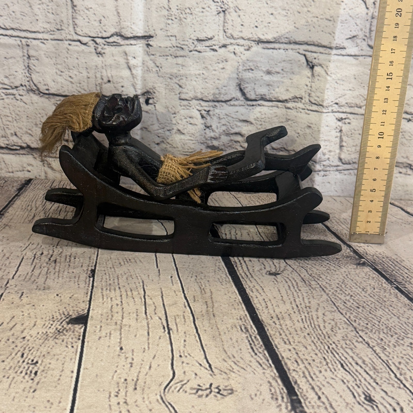 25cm Long Sun Lounger African Tribal Warrior Man Figure Statue Wood Hand Carved5