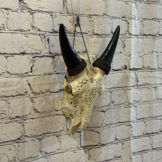 30cm Carved Buffalo Ram Wild Replica Skulls Wall Hanging Carved Stand Design 40