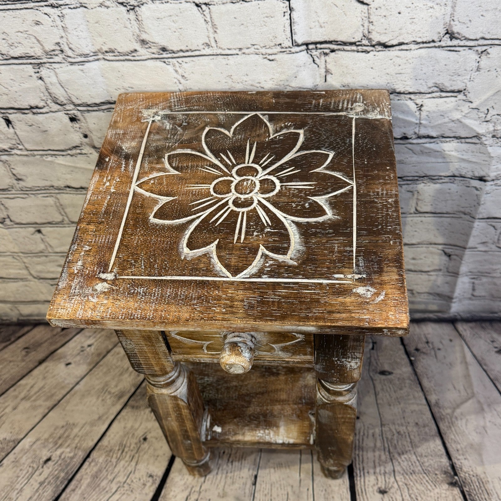 40cm x 27cm Brown Table  Wooden Side Cabinet Living Hallway Storage Furniture8