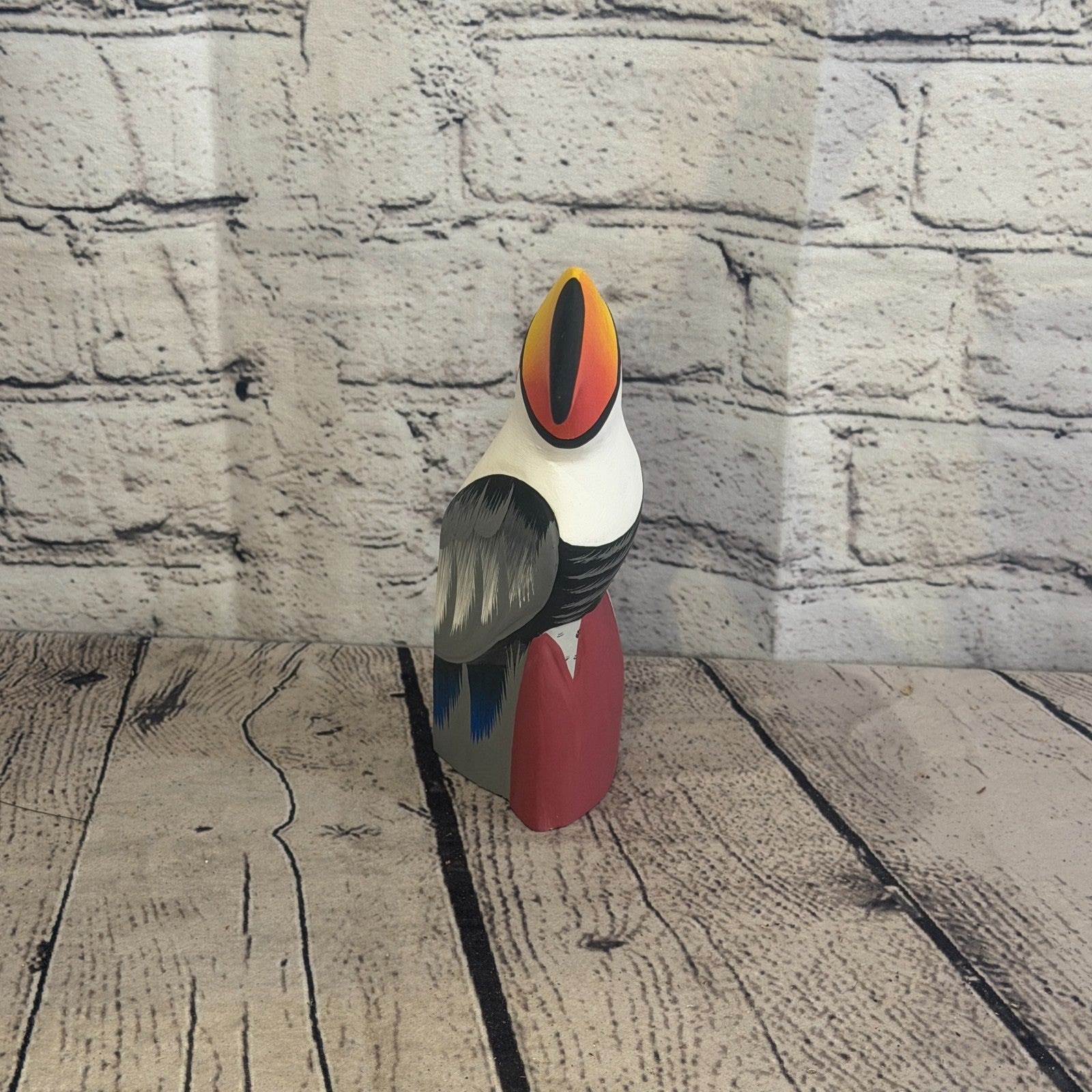 15cm Black White Toucan Bird Ornament Statue Fair Trade Hand Made Carved Wood1