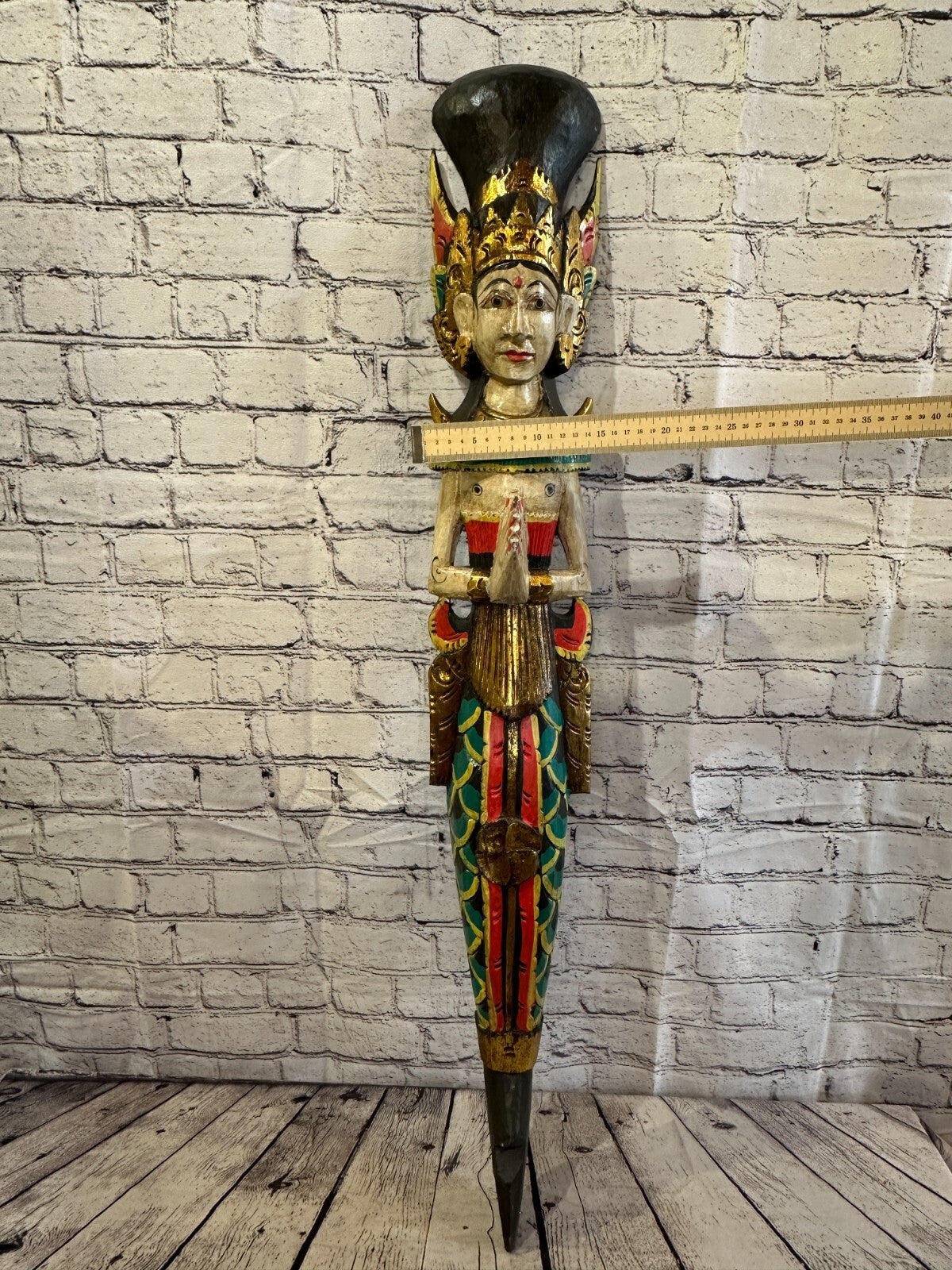 Plain Antique Colour Sita Dewi Bali Rice Goddess Wings Mermaid Wood 100cm Pair6