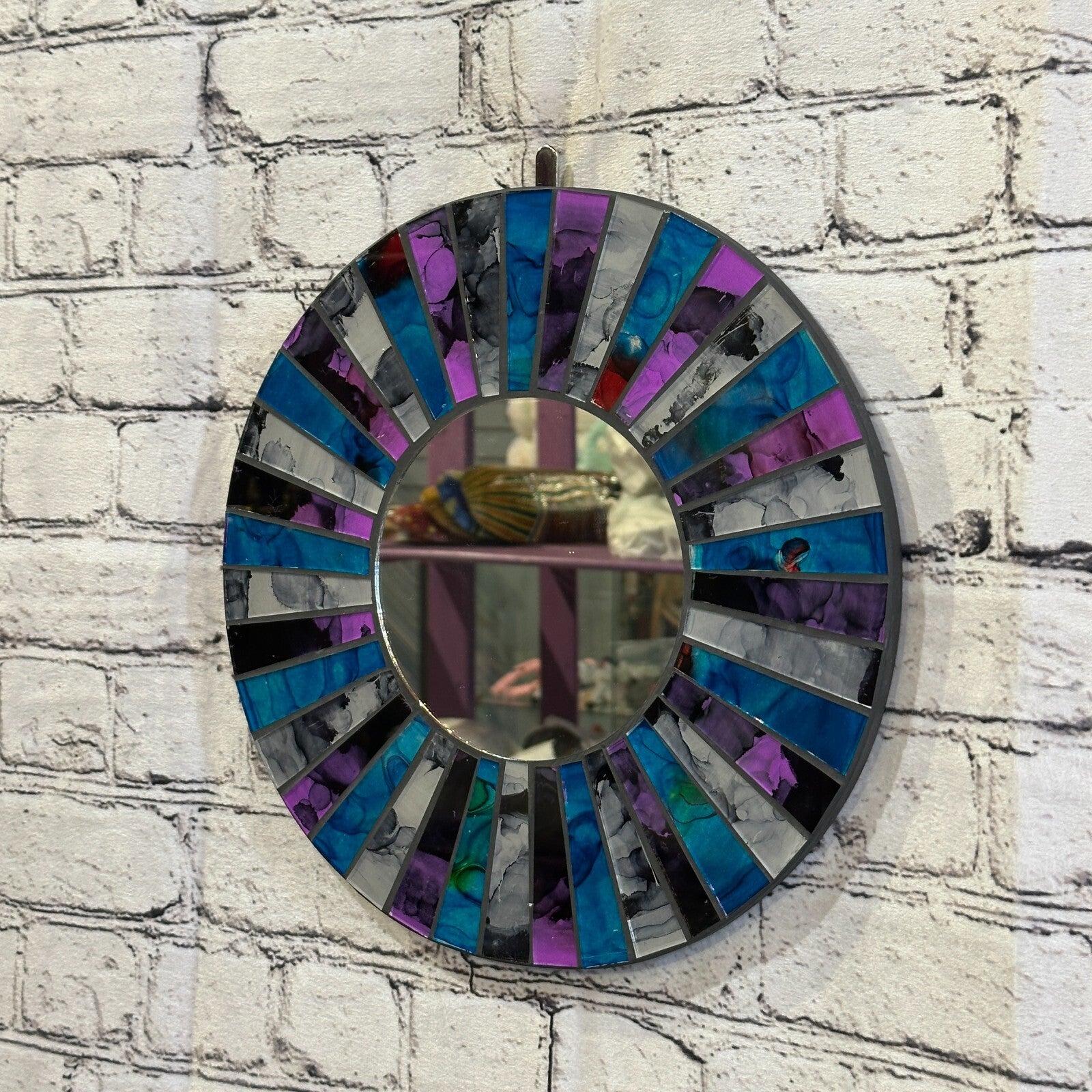 Purple Blue Line Mosaic Tile Wall Mirror 30cm x 30cm 12 Inches Handmade New1