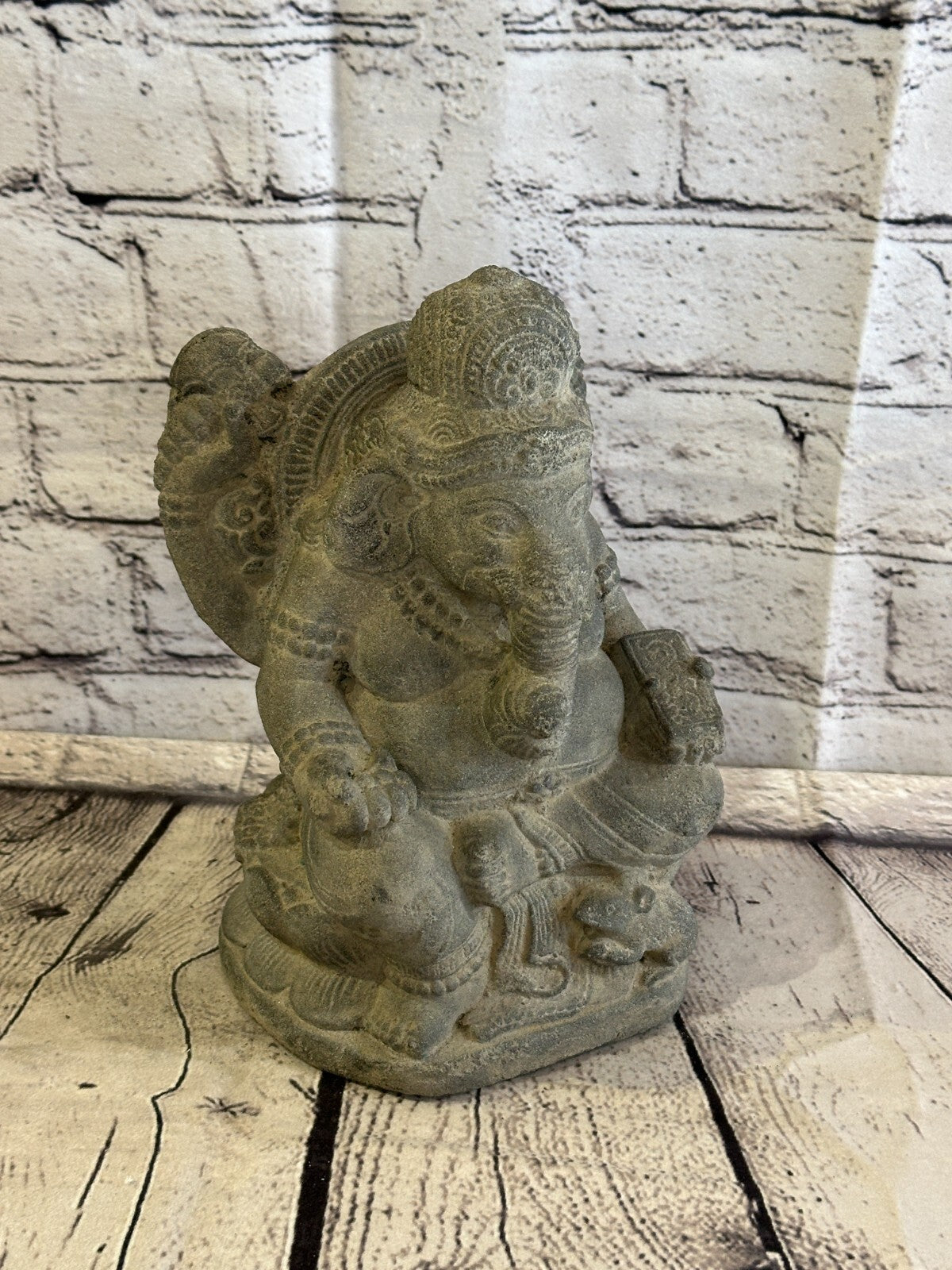 Small Ganahsa Stone Garden 20cm x 15cm Ornament Outdoor Indoor Statue Hindu3