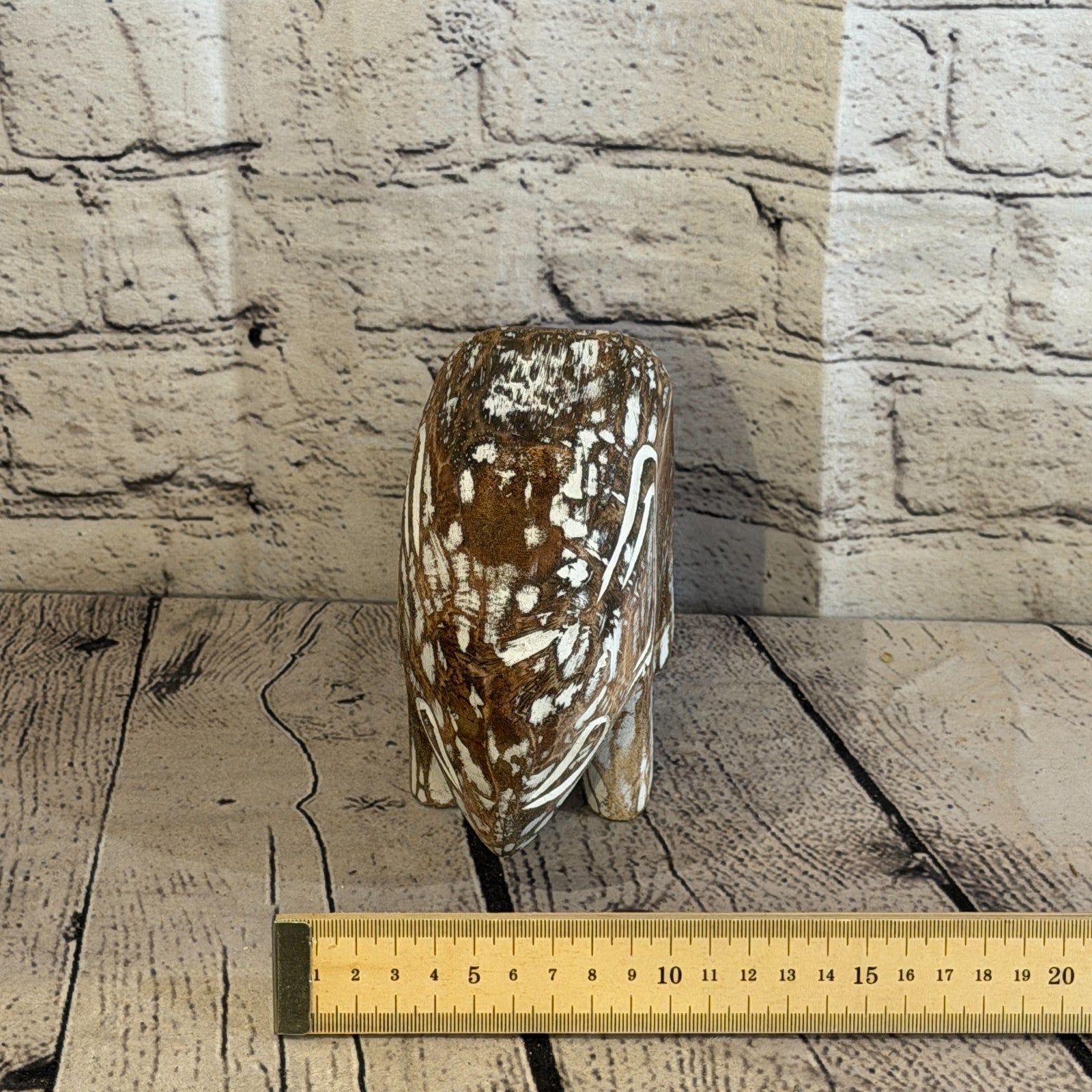 10cm x 15cm Brown Wood Wooden Standing Elephant Hand Carved Painted Statue8