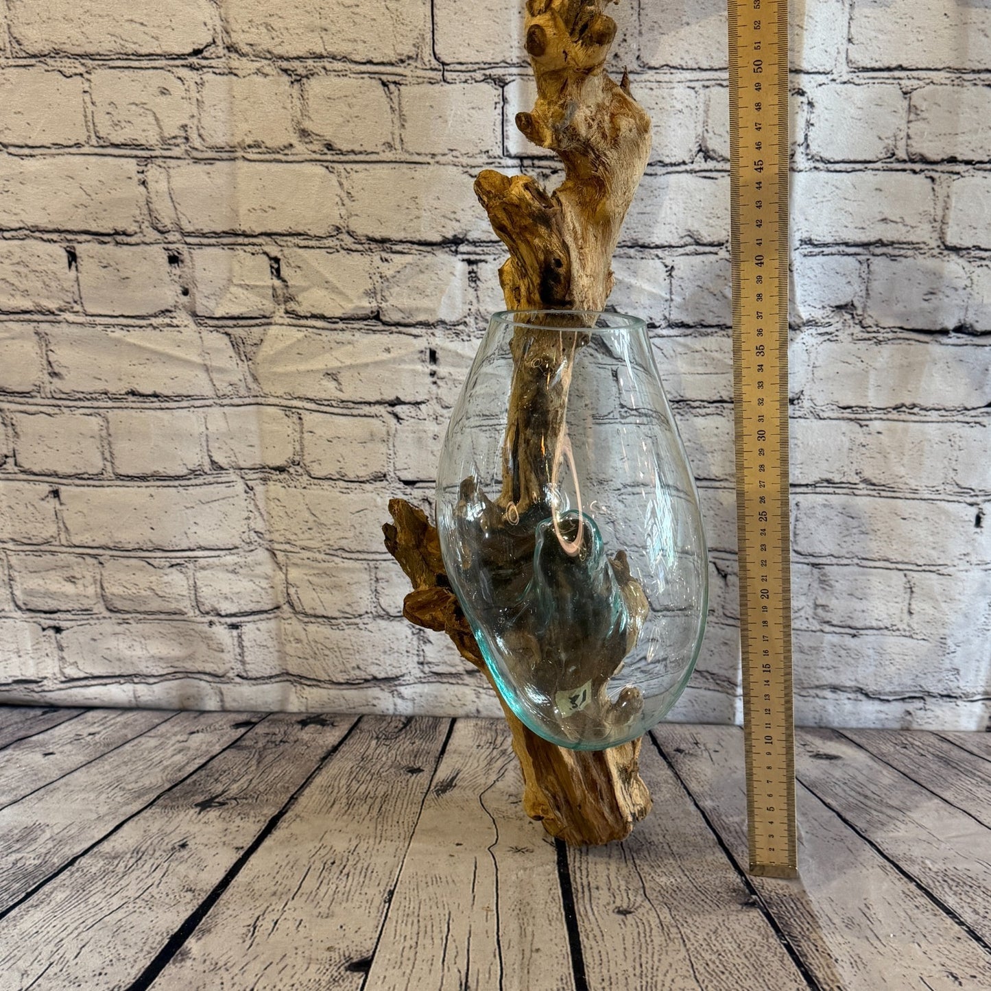55cm Tall Wall Hanging Colour Melted Glass Wood Decorative Vase Glass Sculpture4