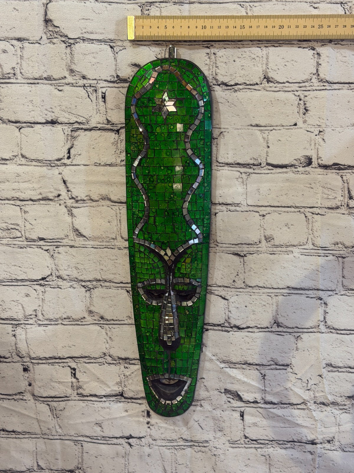 50cm Mask Green Mosaic Wall Hanging Wooden Ornaments Wood Carving3